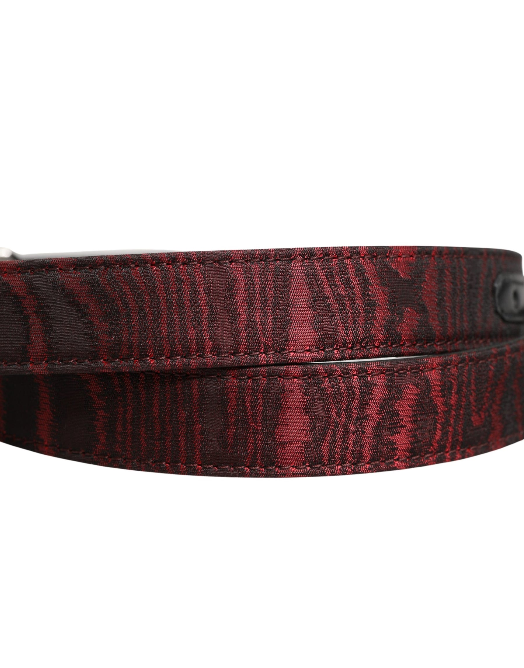 Dolce & Gabbana Men Red Jacquard Acetate Metal Buckle Belt | Regal Royce