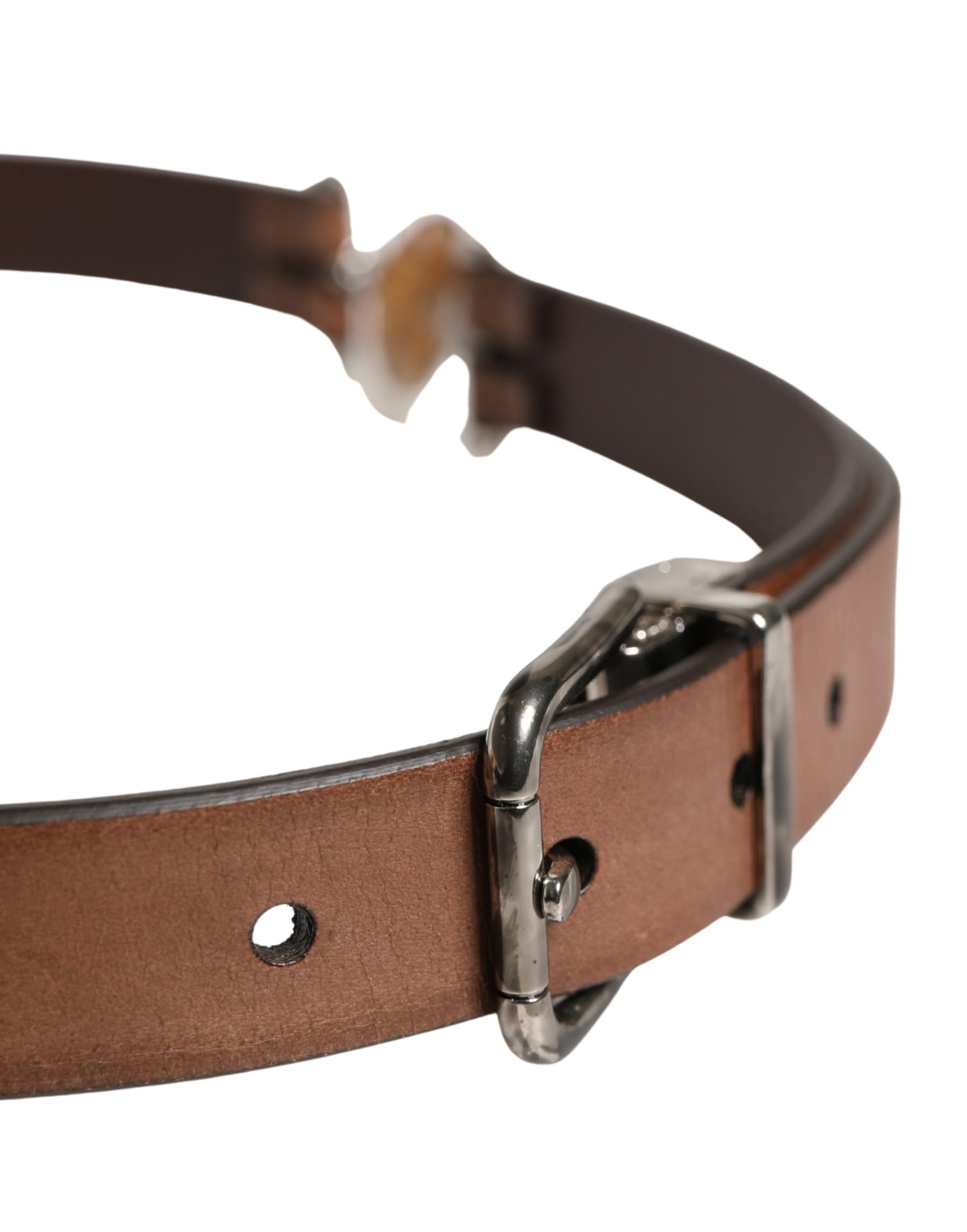 Dolce & Gabbana Men Brown Classic Leather Metal Buckle Belt | Regal Royce