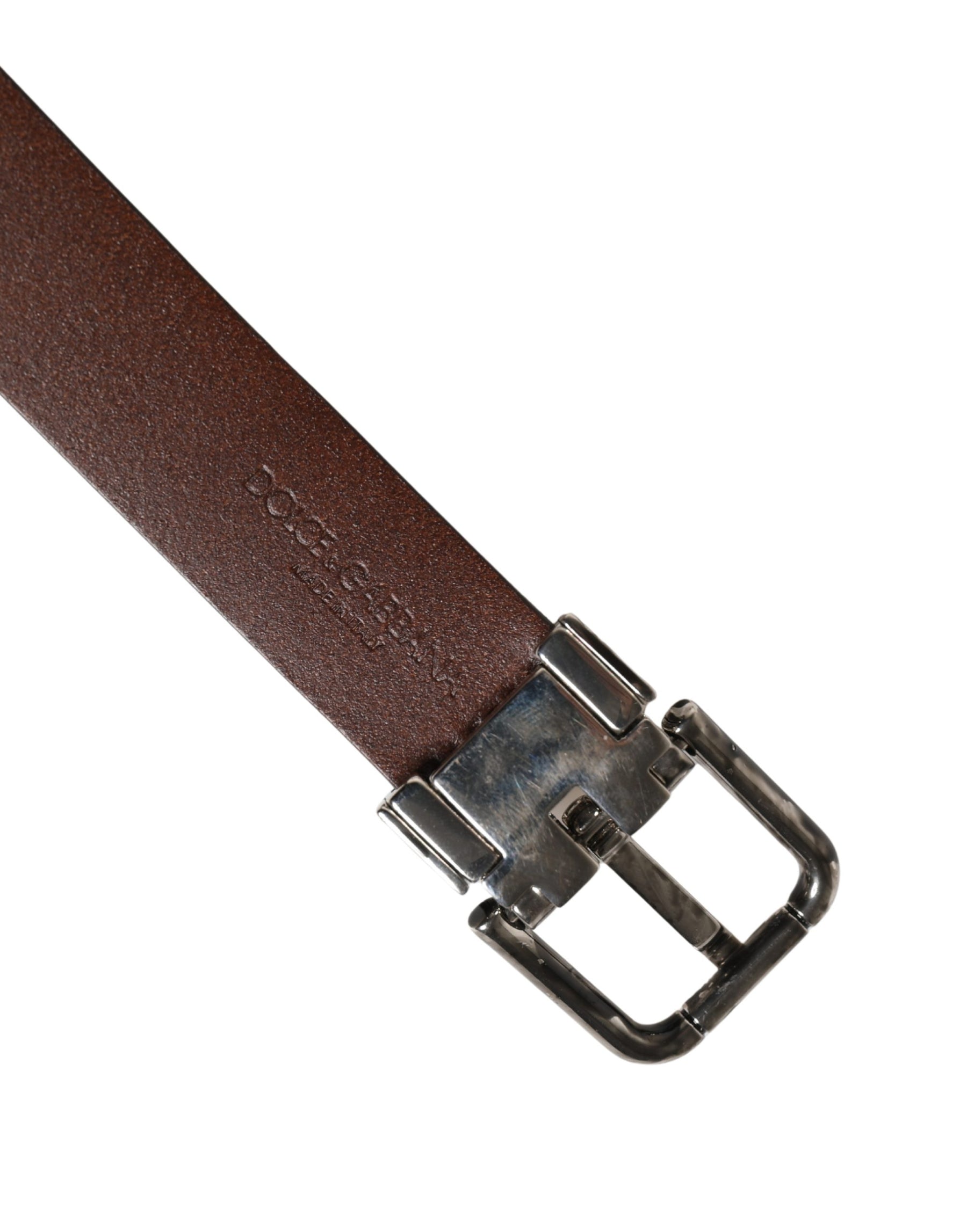 Dolce & Gabbana Men Brown Classic Leather Metal Buckle Belt | Regal Royce