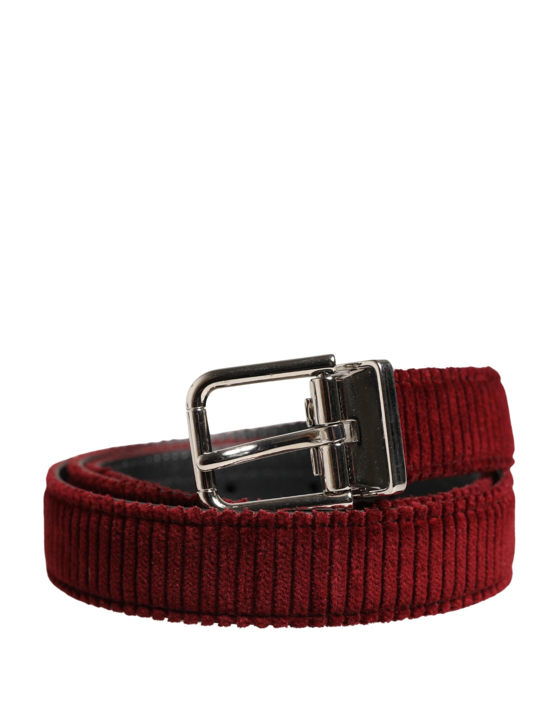 Dolce & Gabbana Men Red Velvet Leather Metal Buckle Belt | Regal Royce