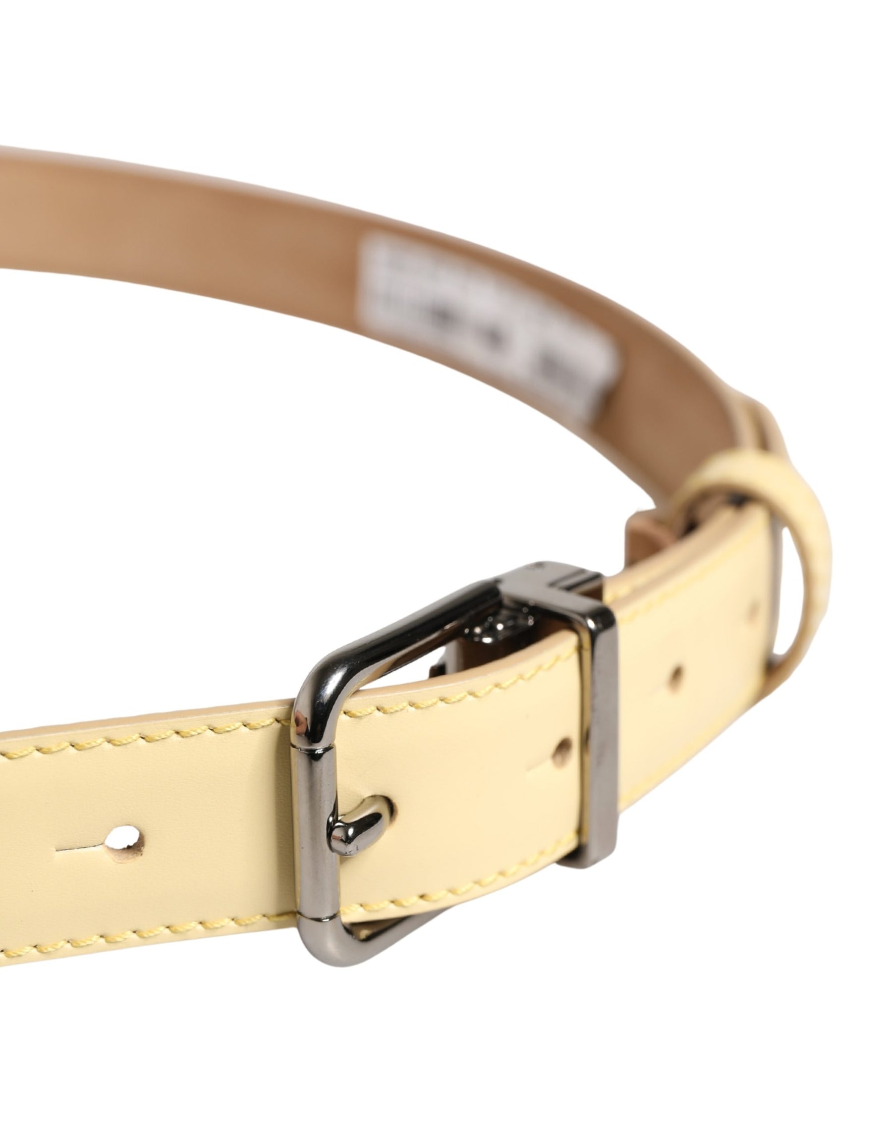 Dolce & Gabbana Men Yellow Classic Leather Metal Buckle Belt | Regal Royce