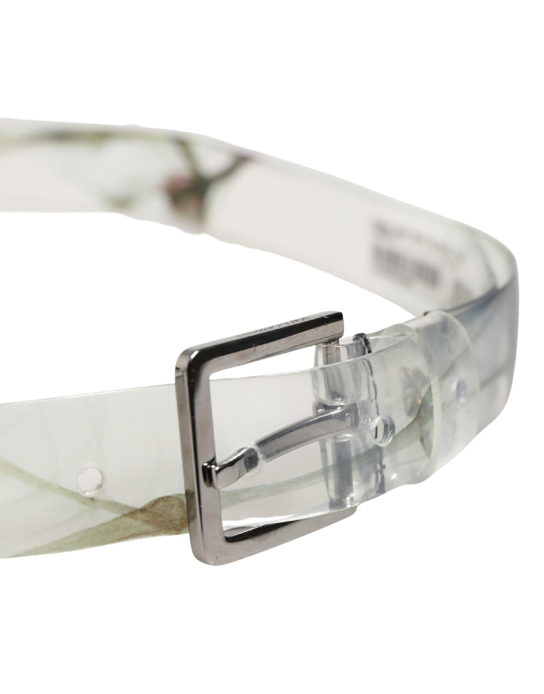 Dolce & Gabbana Men White Floral PVC Silver Metal Buckle Belt | Regal Royce