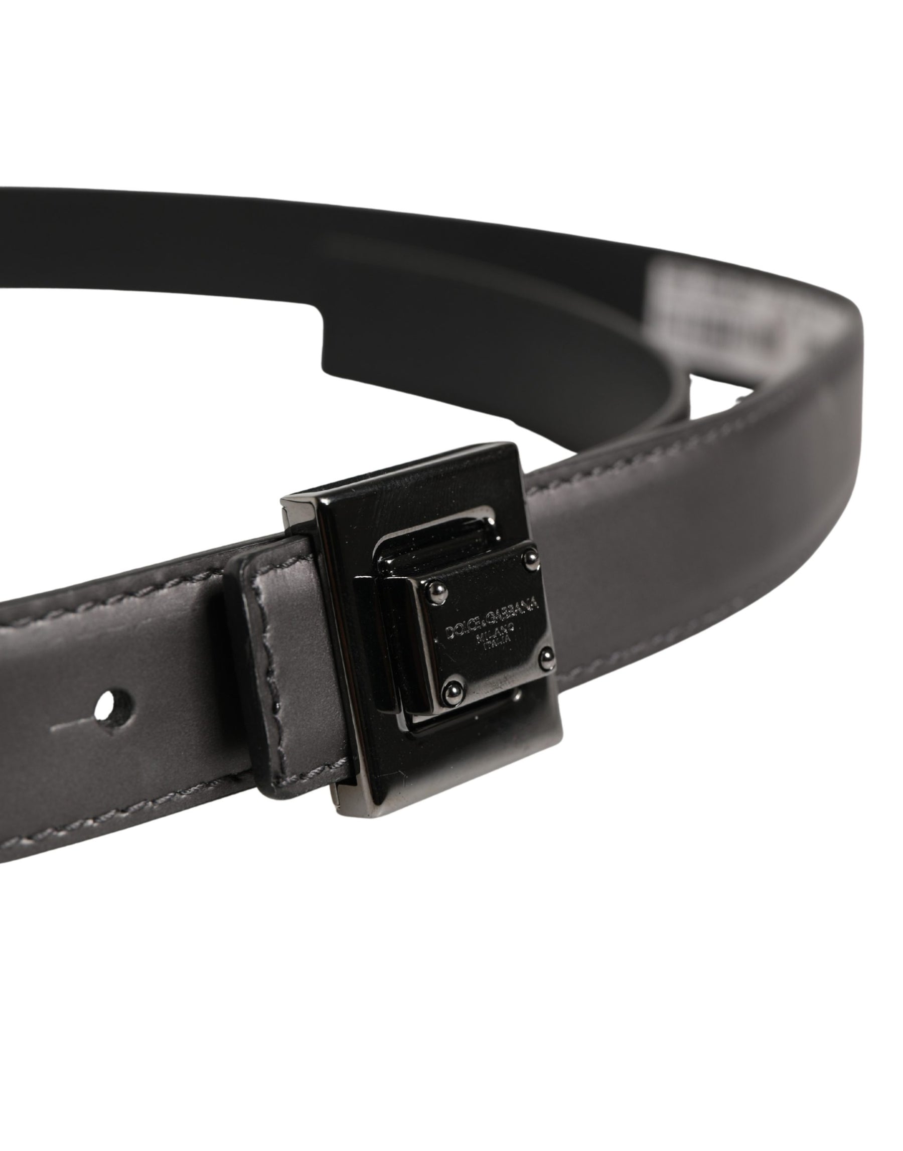 Dolce & Gabbana Men Silver Classic Leather Square Buckle Belt | Regal Royce