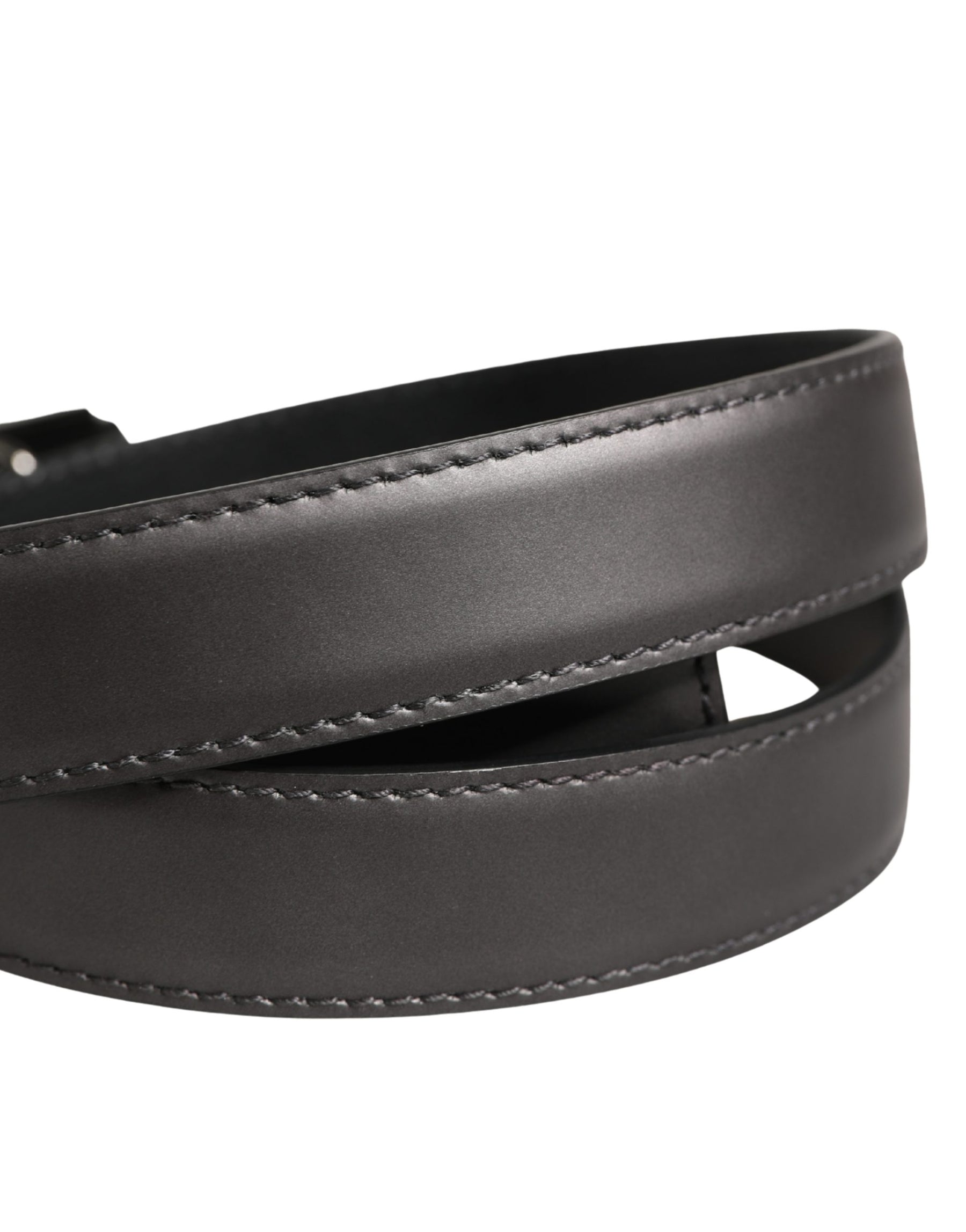 Dolce & Gabbana Men Silver Classic Leather Square Buckle Belt | Regal Royce