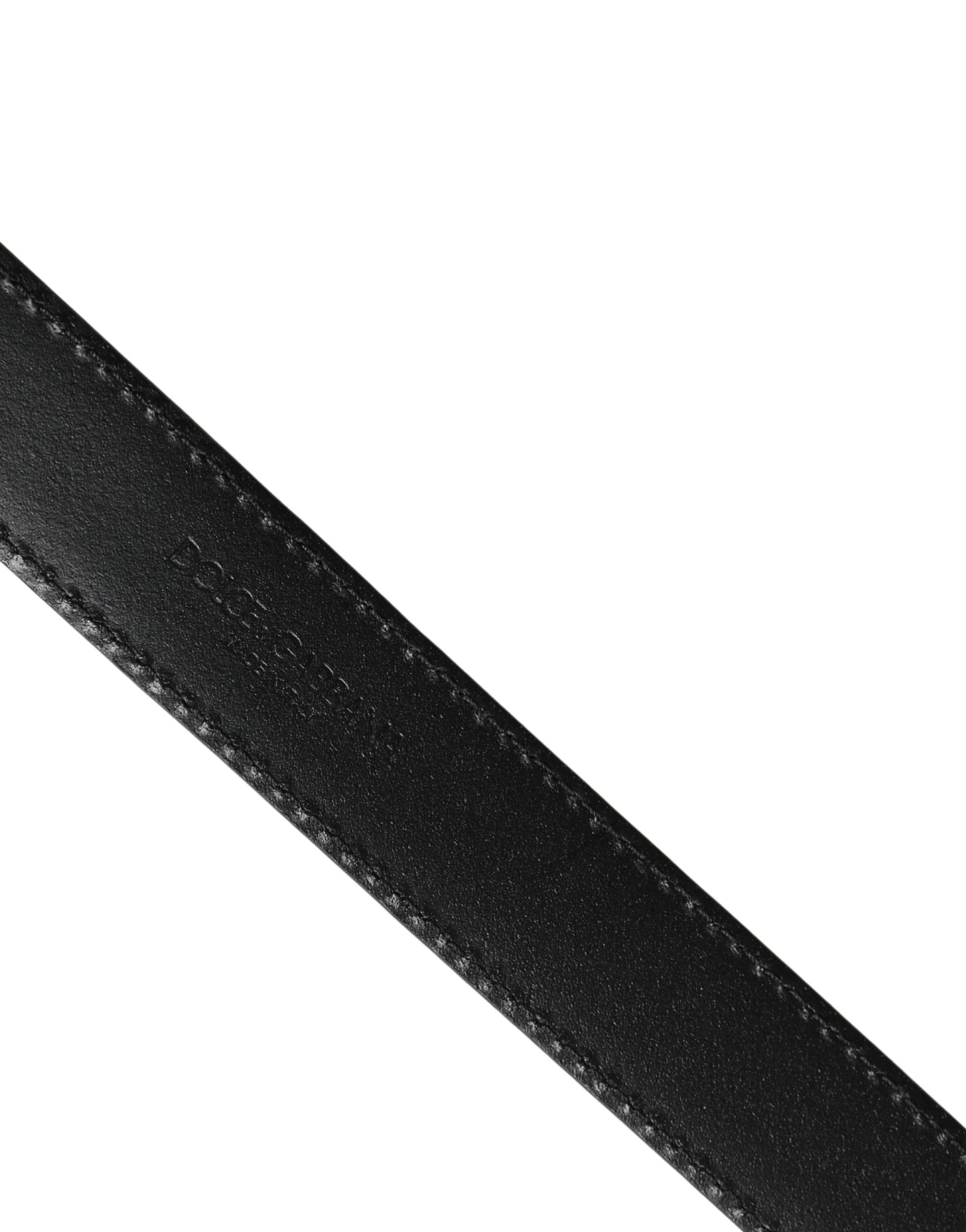 Dolce & Gabbana Men Silver Classic Leather Square Buckle Belt | Regal Royce