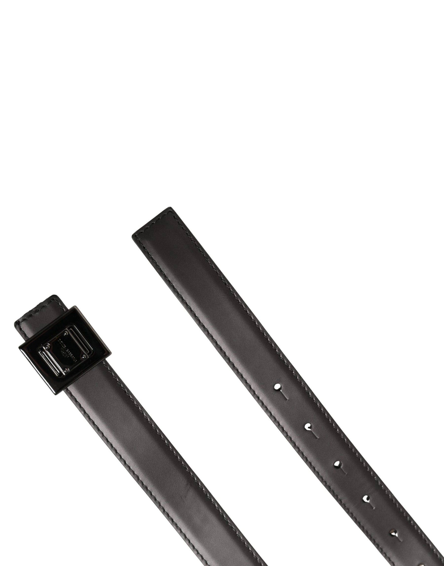 Dolce & Gabbana Men Silver Classic Leather Square Buckle Belt | Regal Royce