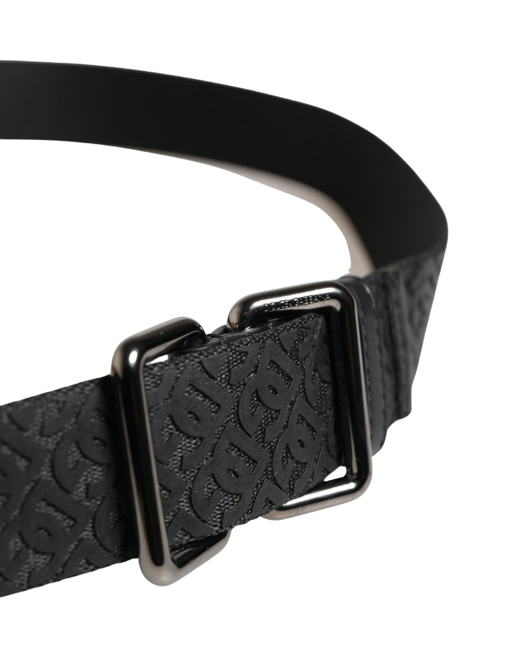 Dolce & Gabbana Men Black DG Logo Polyester Metal Buckle Belt | Regal Royce
