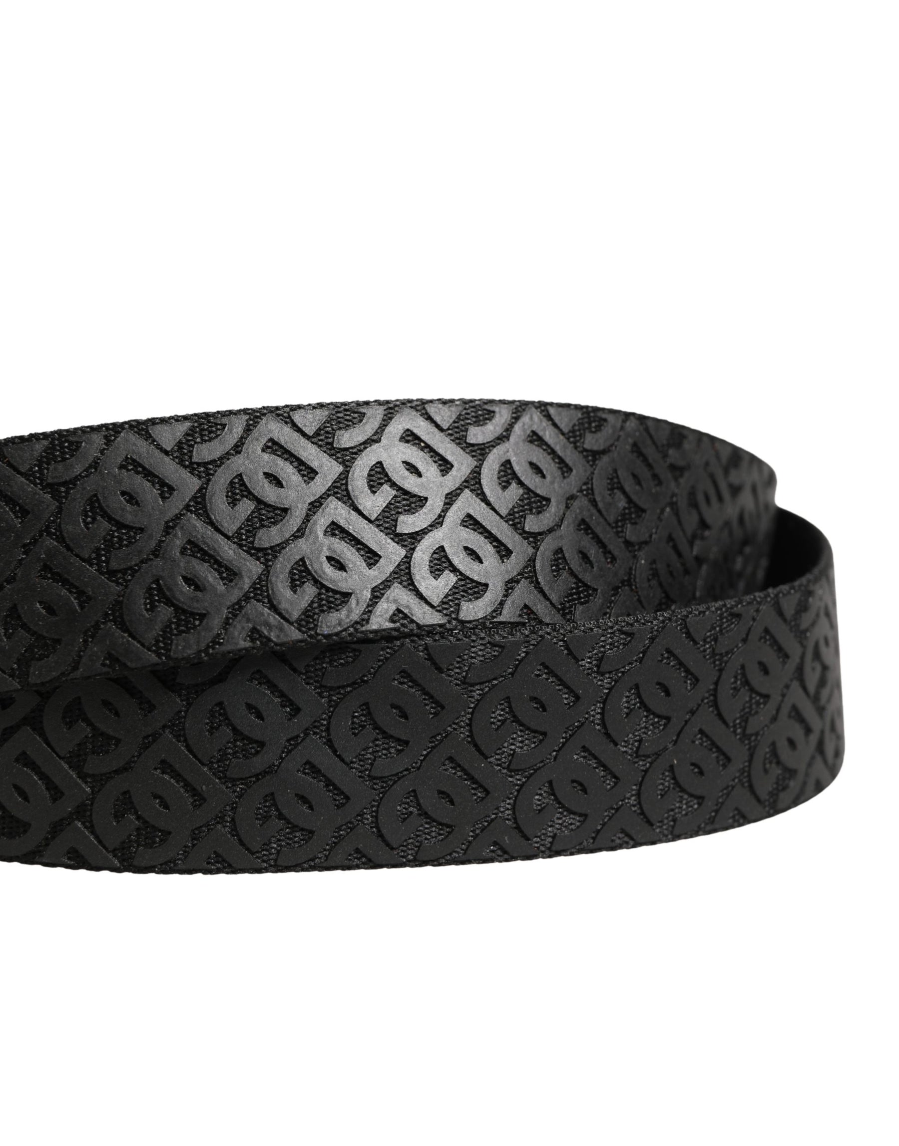 Dolce & Gabbana Men Black DG Logo Polyester Metal Buckle Belt | Regal Royce