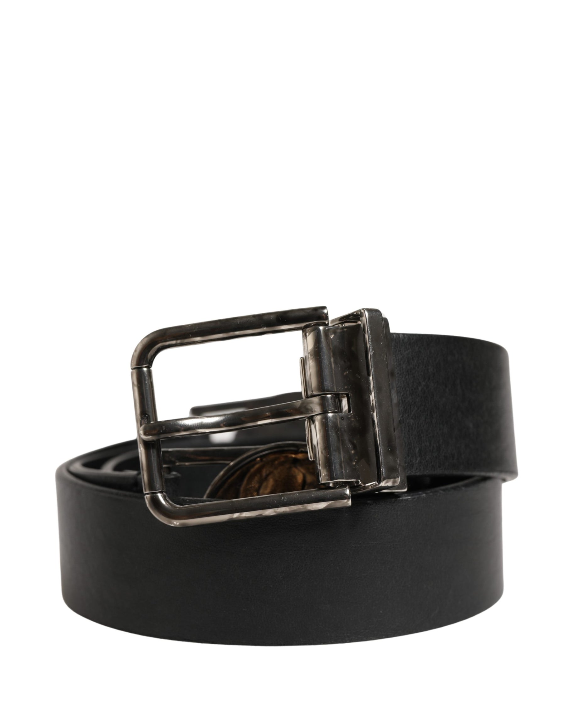 Dolce & Gabbana Men Black Classic Leather Metal Buckle Belt | Regal Royce