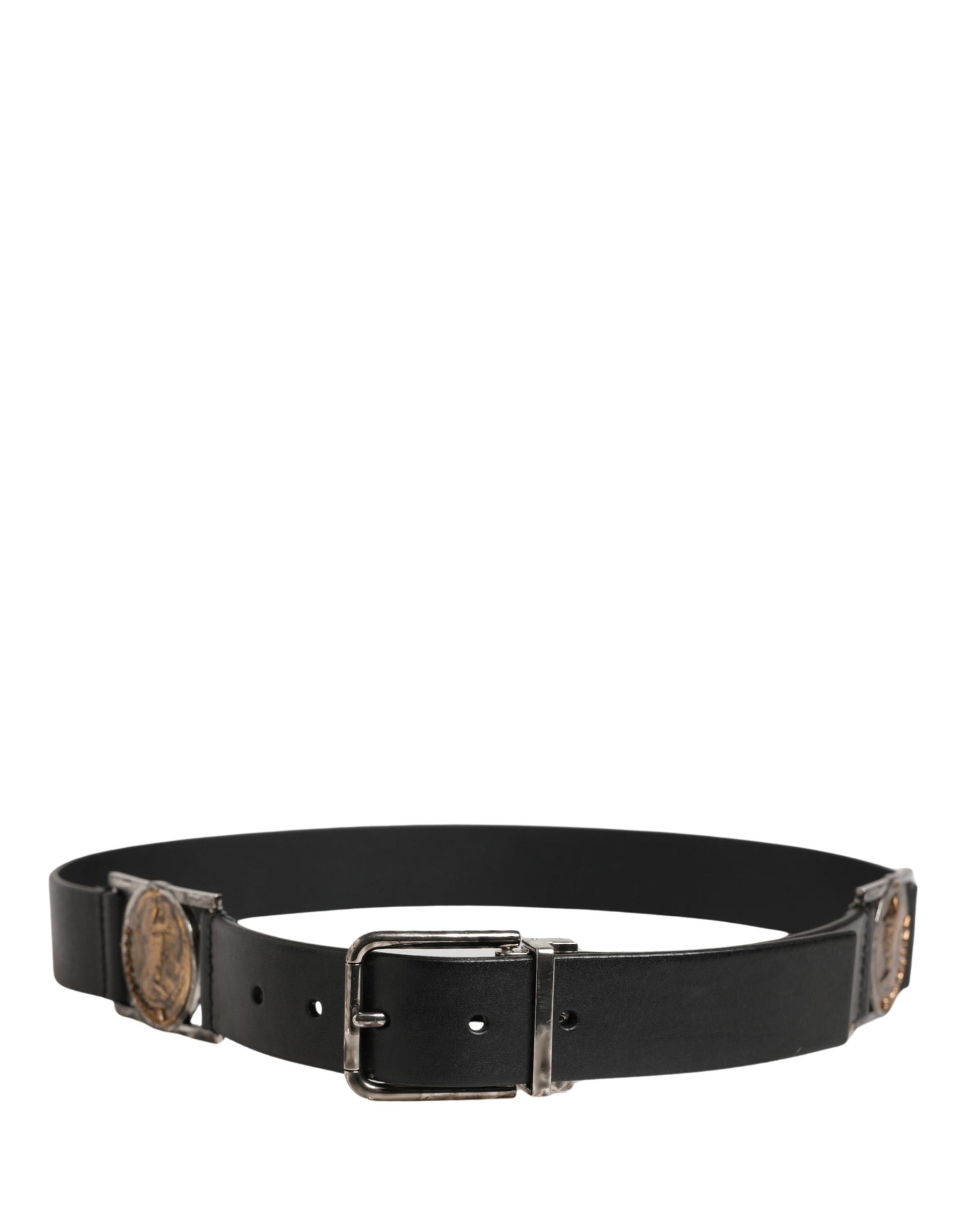 Dolce & Gabbana Men Black Classic Leather Metal Buckle Belt | Regal Royce