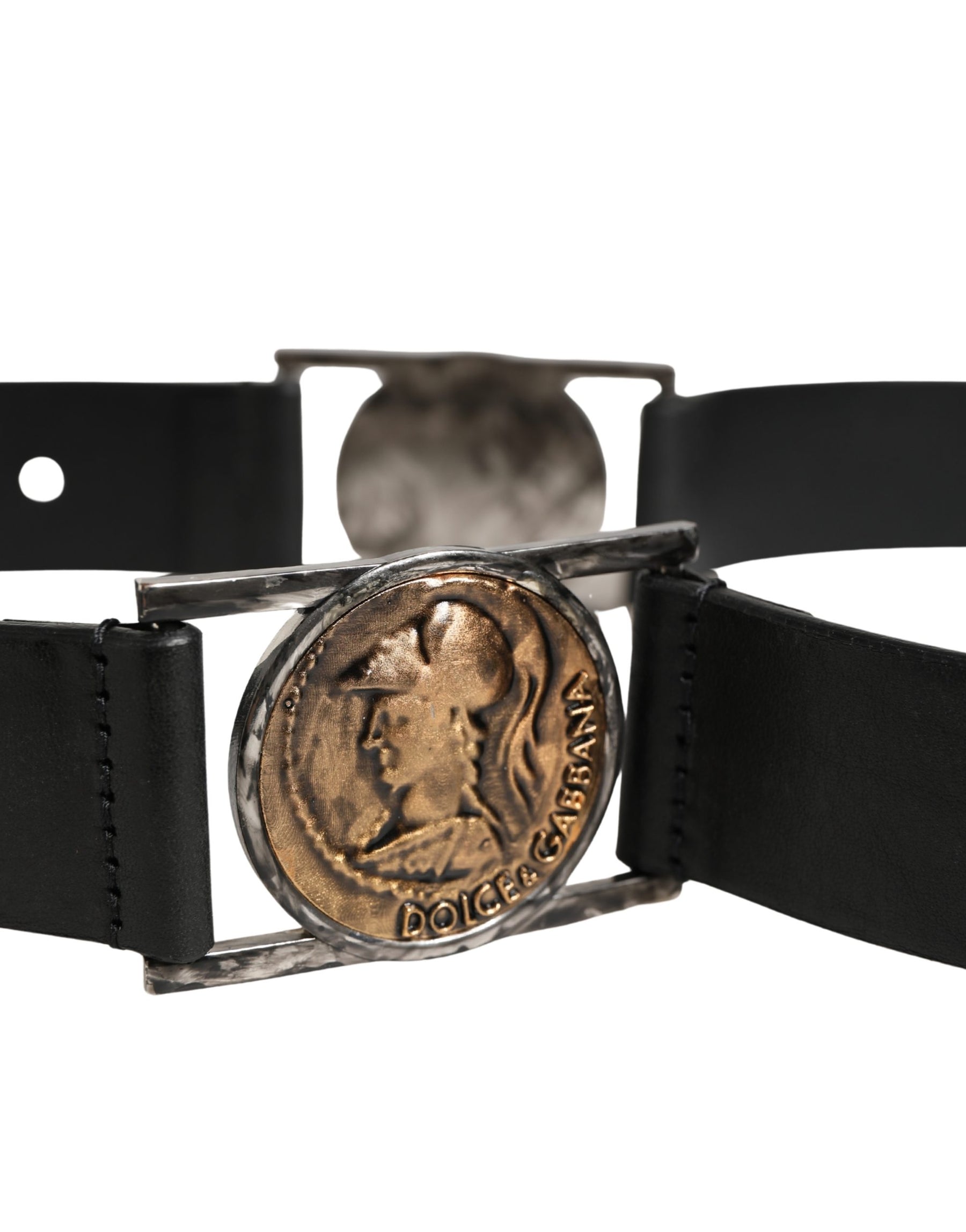 Dolce & Gabbana Men Black Classic Leather Metal Buckle Belt | Regal Royce