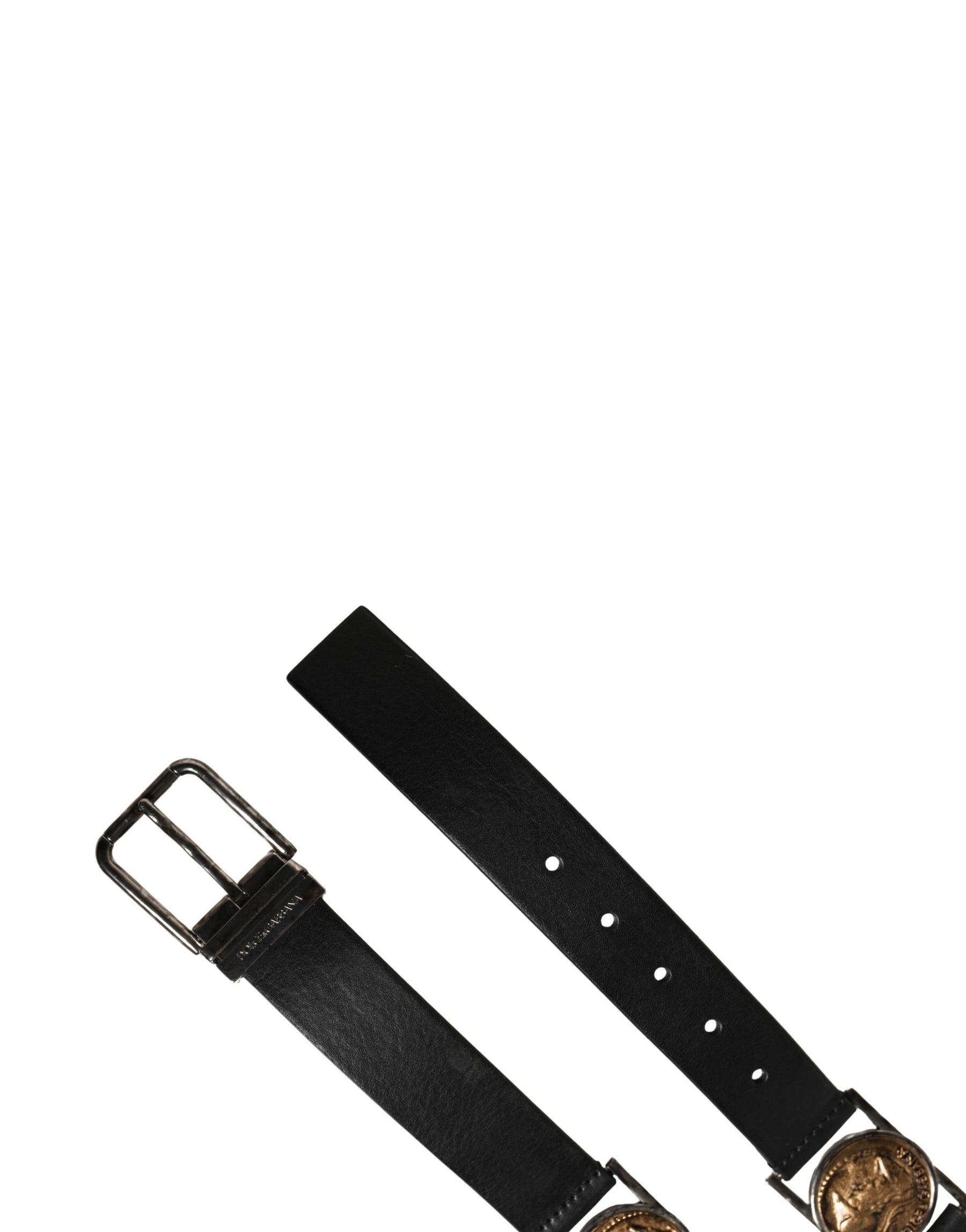 Dolce & Gabbana Men Black Classic Leather Metal Buckle Belt | Regal Royce