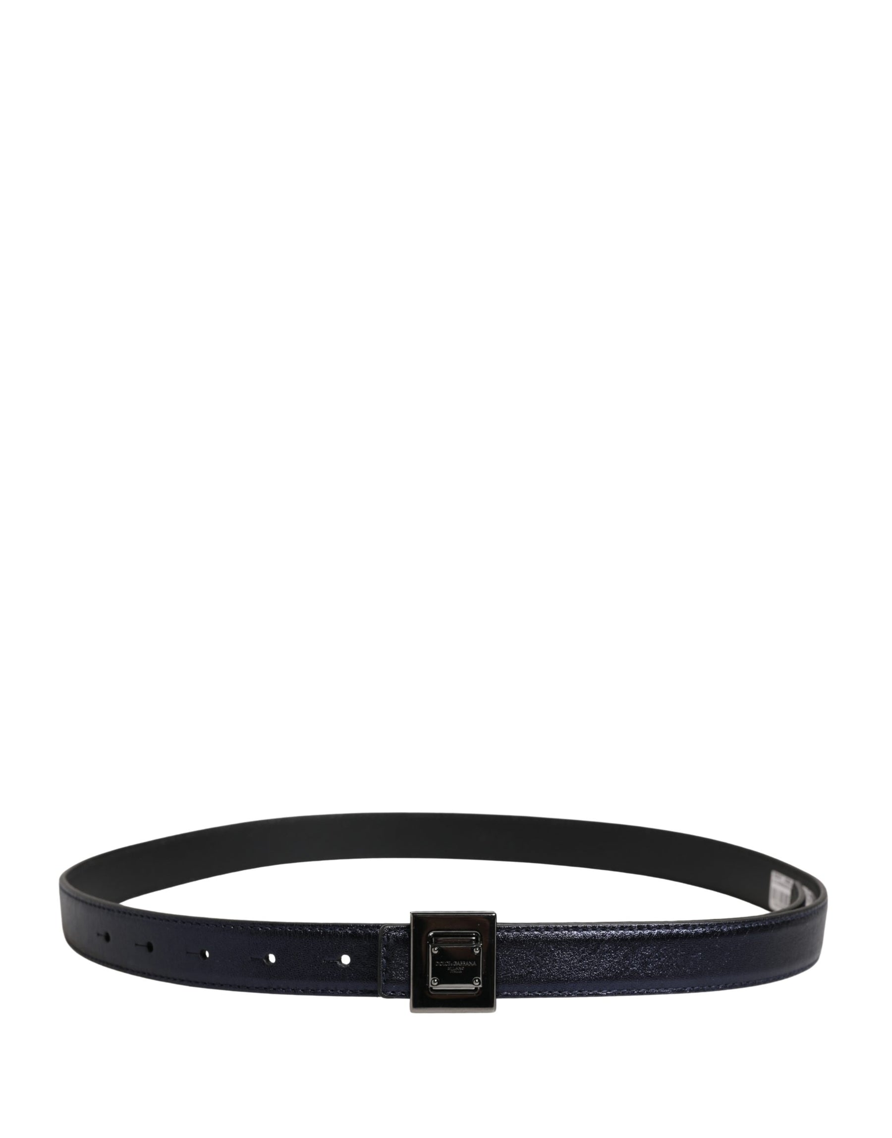 Dolce & Gabbana Men Black Classic Leather Square Buckle Belt | Regal Royce