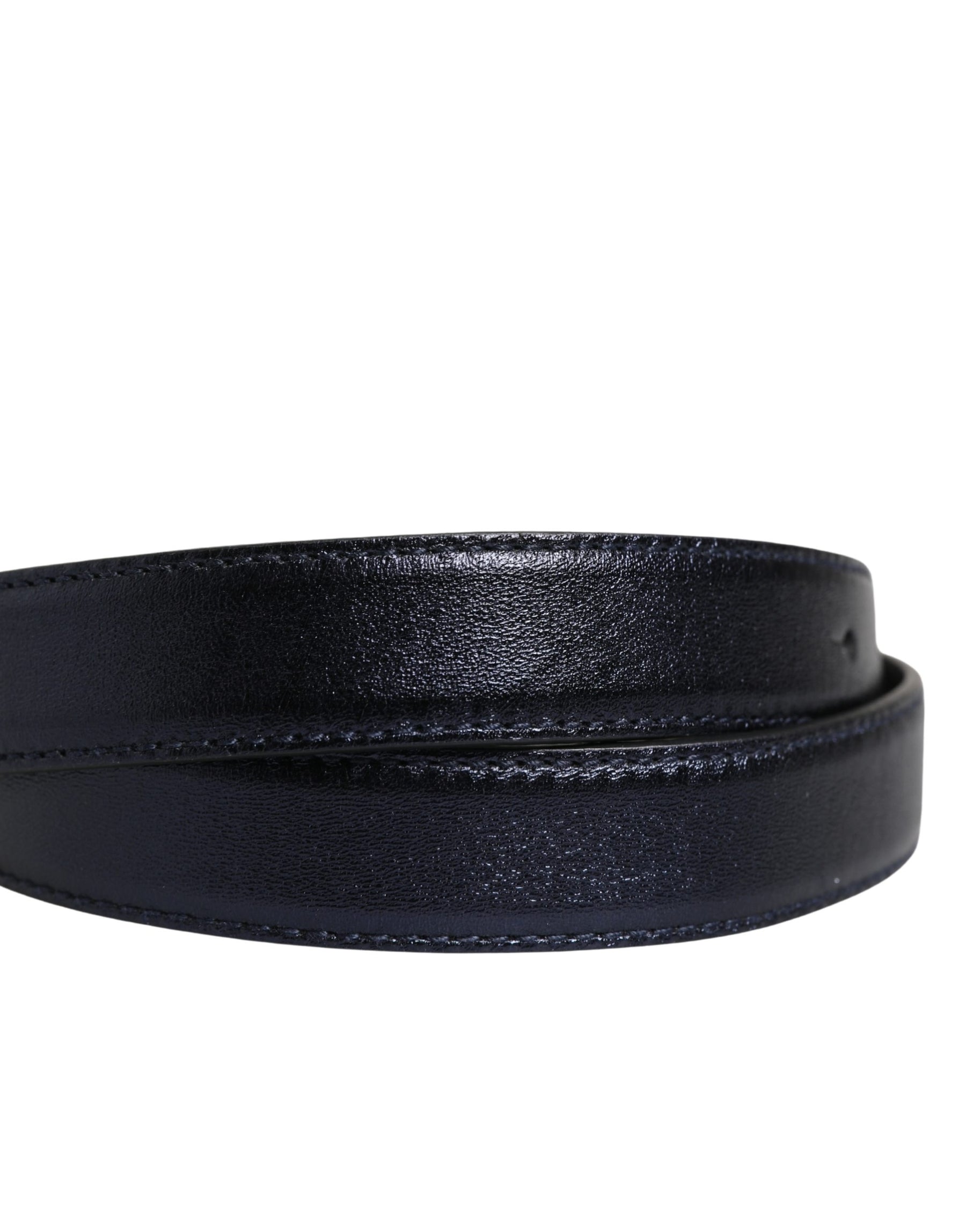 Dolce & Gabbana Men Black Classic Leather Square Buckle Belt | Regal Royce