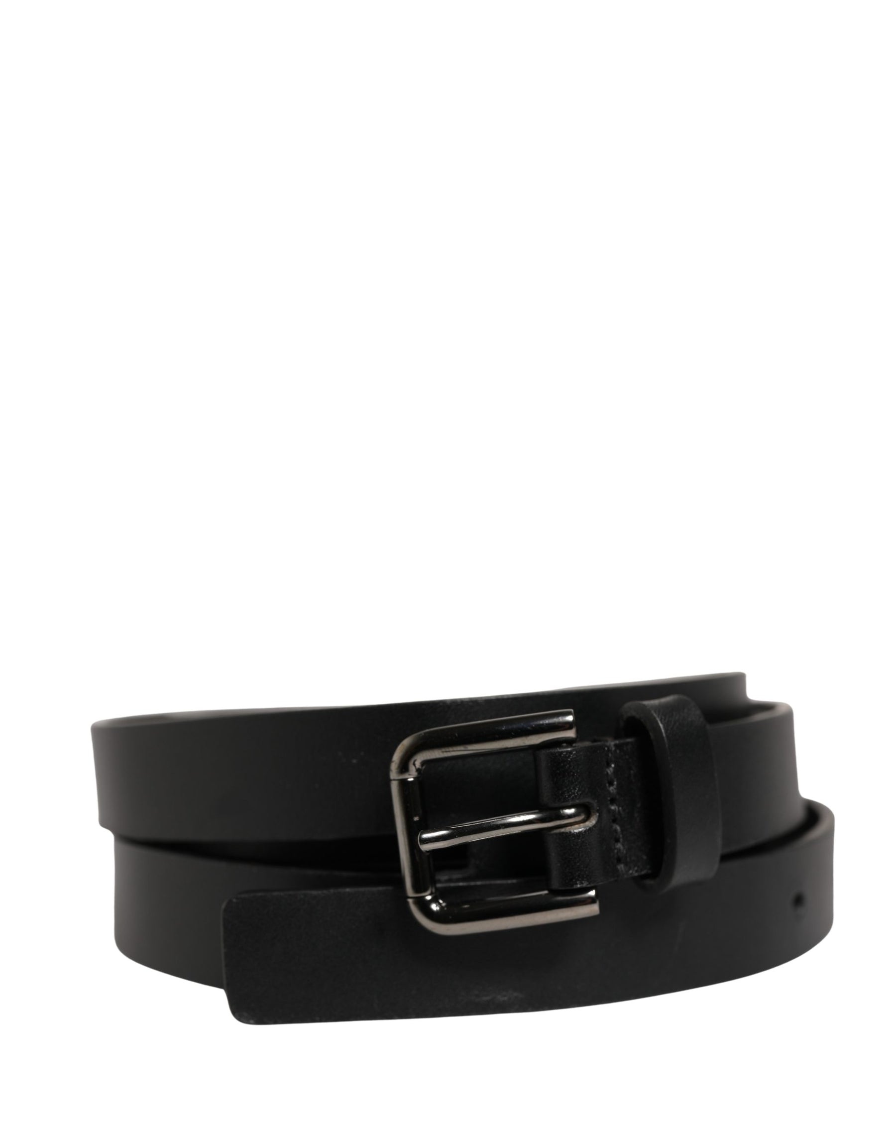 Dolce & Gabbana Black Double Strap Leather Silver Buckle Belt | Regal Royce