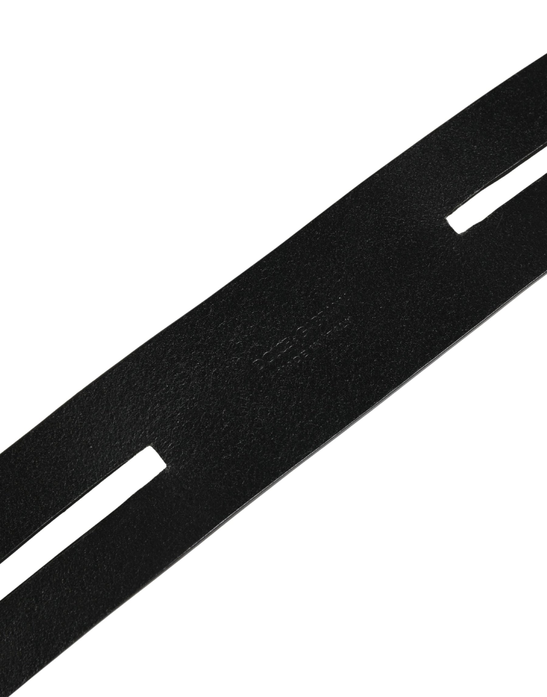 Dolce & Gabbana Black Double Strap Leather Silver Buckle Belt | Regal Royce