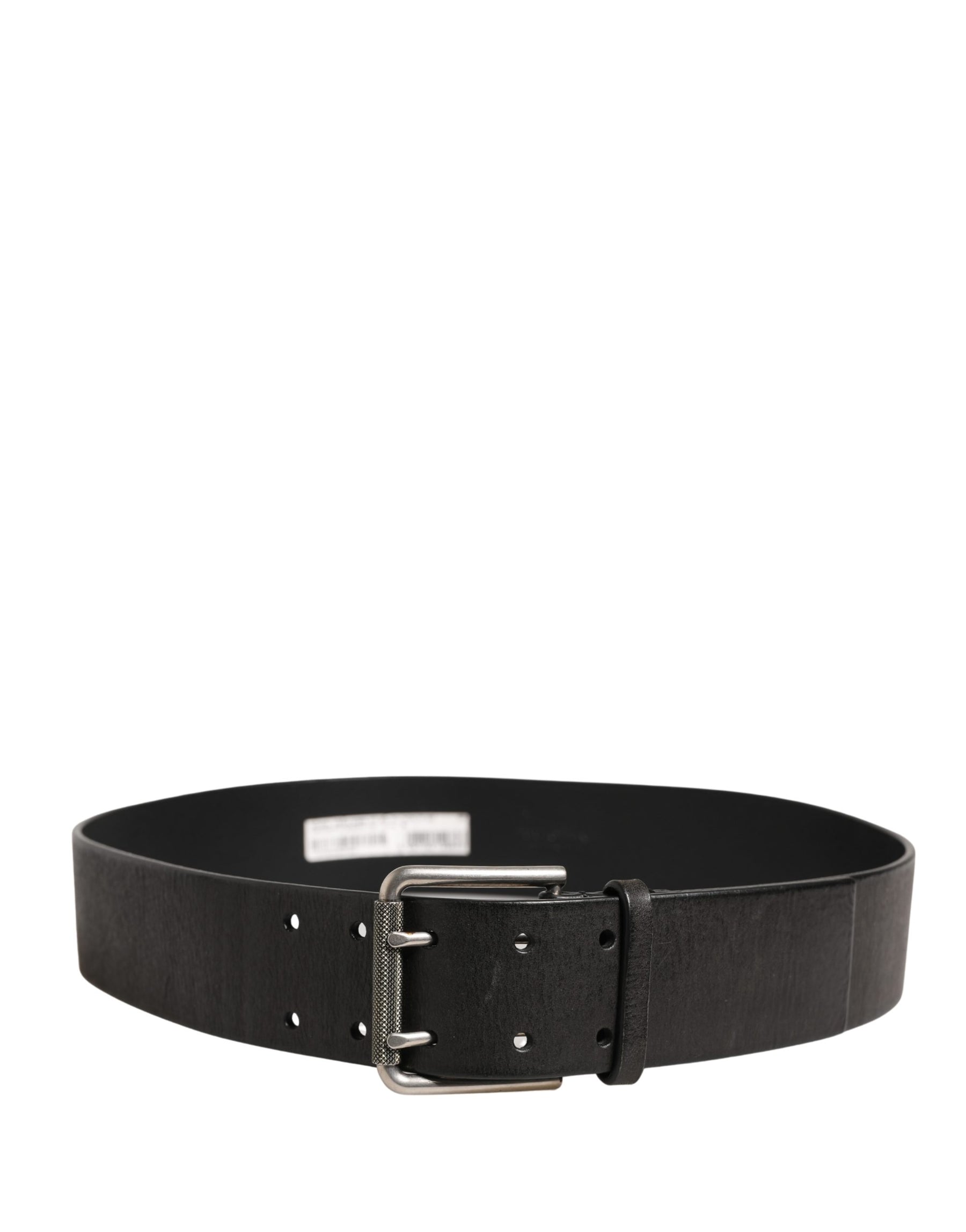 Dolce & Gabbana Men Black Classic Leather Metal Buckle Belt | Regal Royce