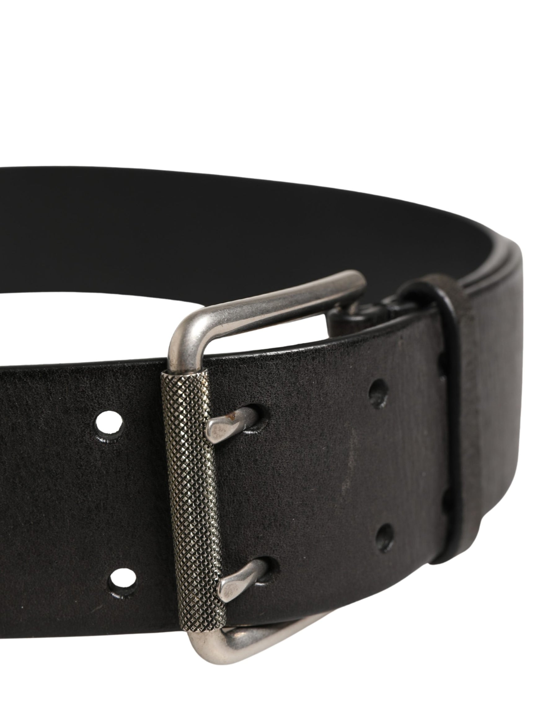 Dolce & Gabbana Men Black Classic Leather Metal Buckle Belt | Regal Royce