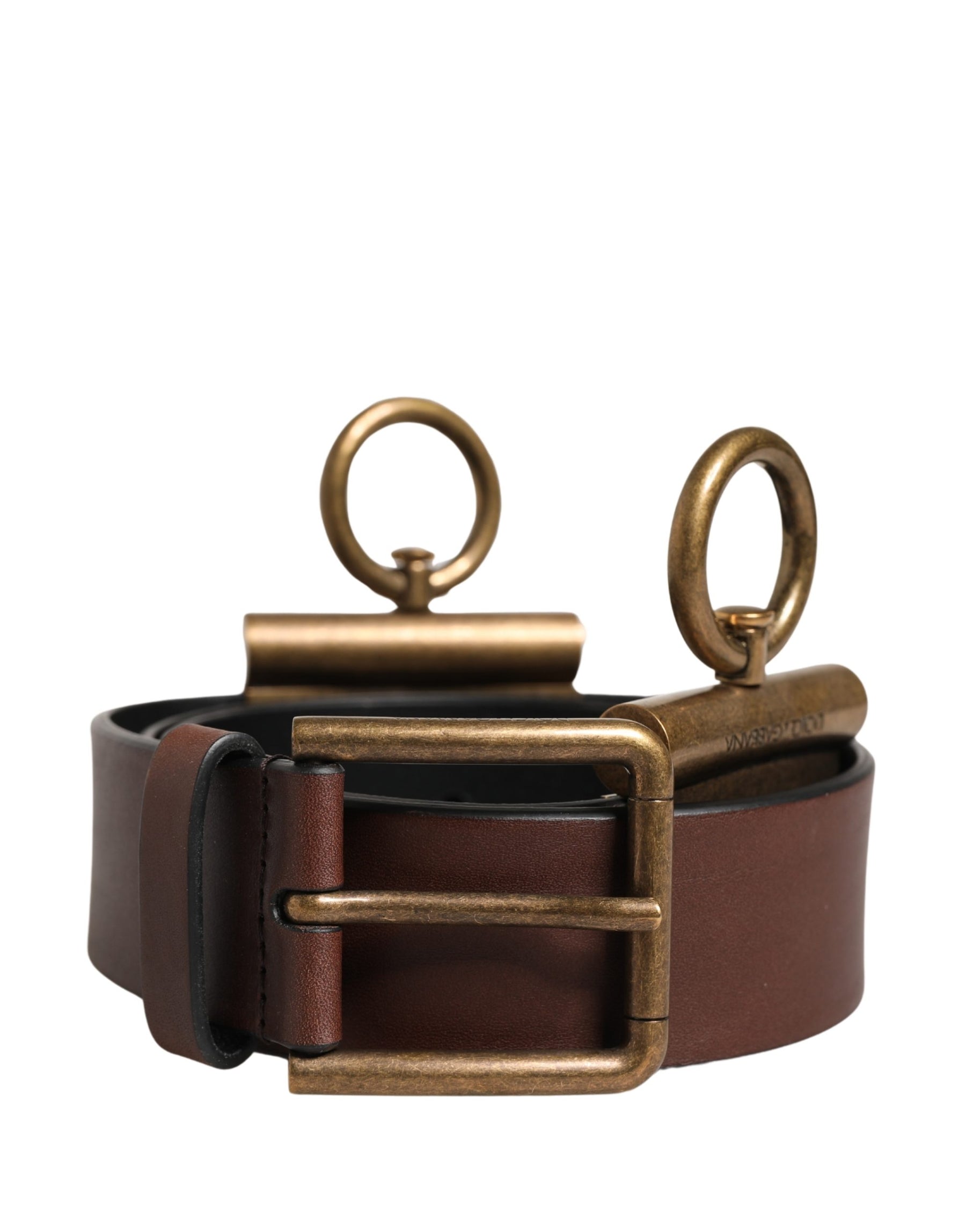 Dolce & Gabbana Men Brown Classic Leather Metal Buckle Belt | Regal Royce