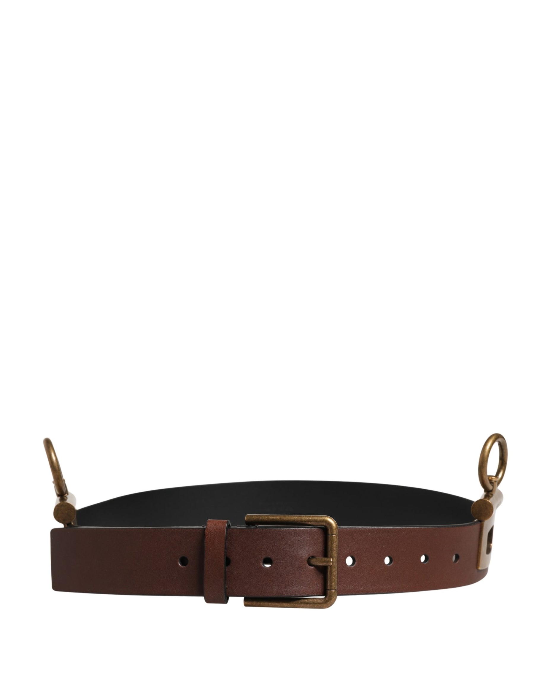 Dolce & Gabbana Men Brown Classic Leather Metal Buckle Belt | Regal Royce