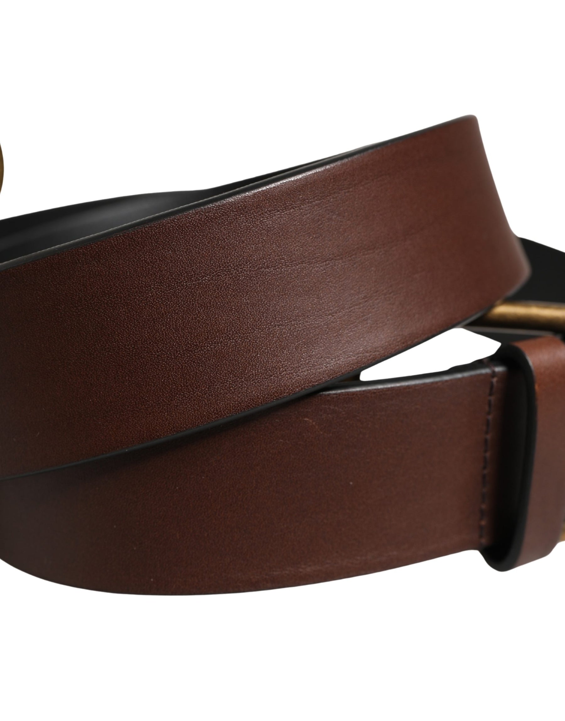 Dolce & Gabbana Men Brown Classic Leather Metal Buckle Belt | Regal Royce