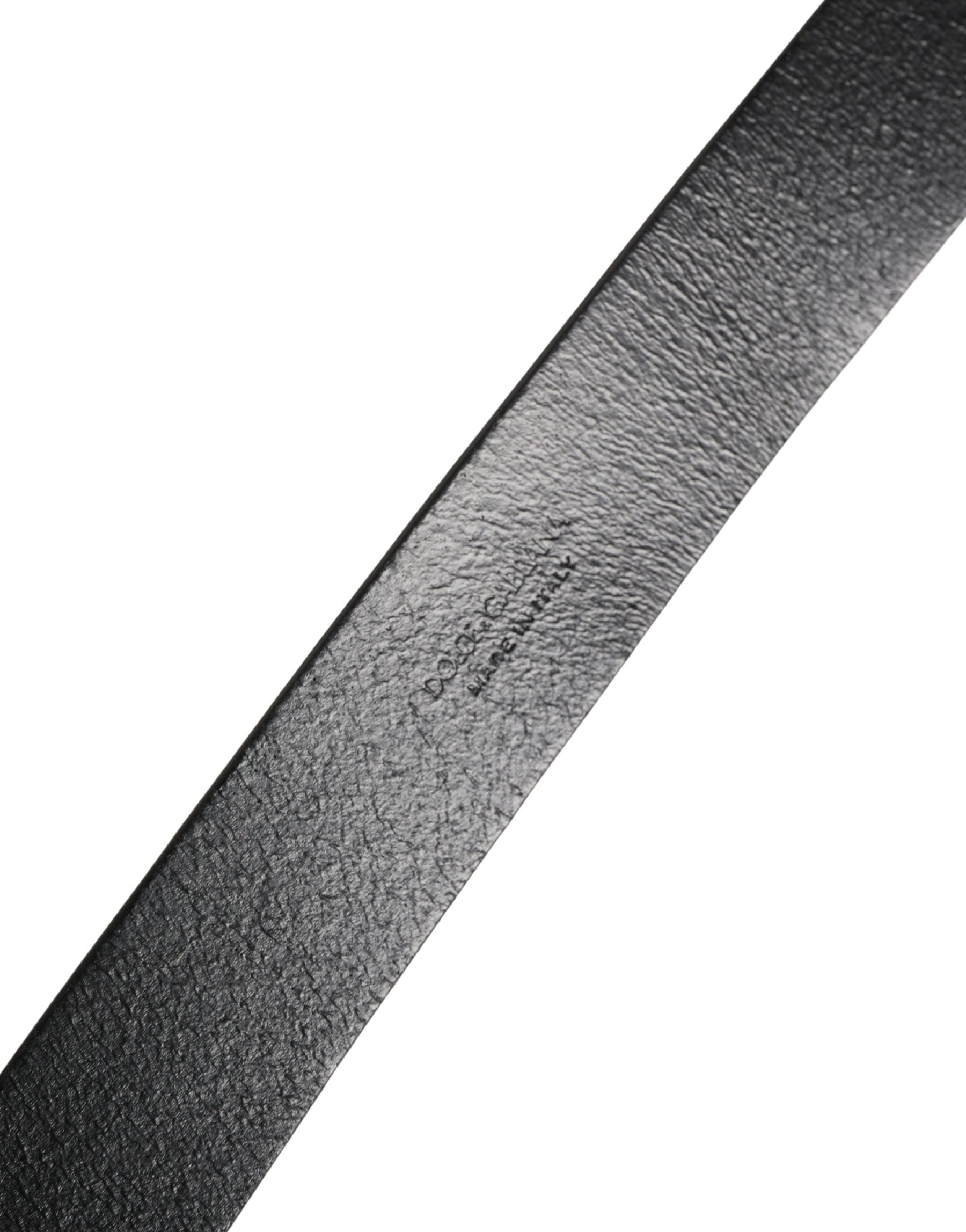 Dolce & Gabbana Black Calf Leather Silver Metal Buckle Belt | Regal Royce