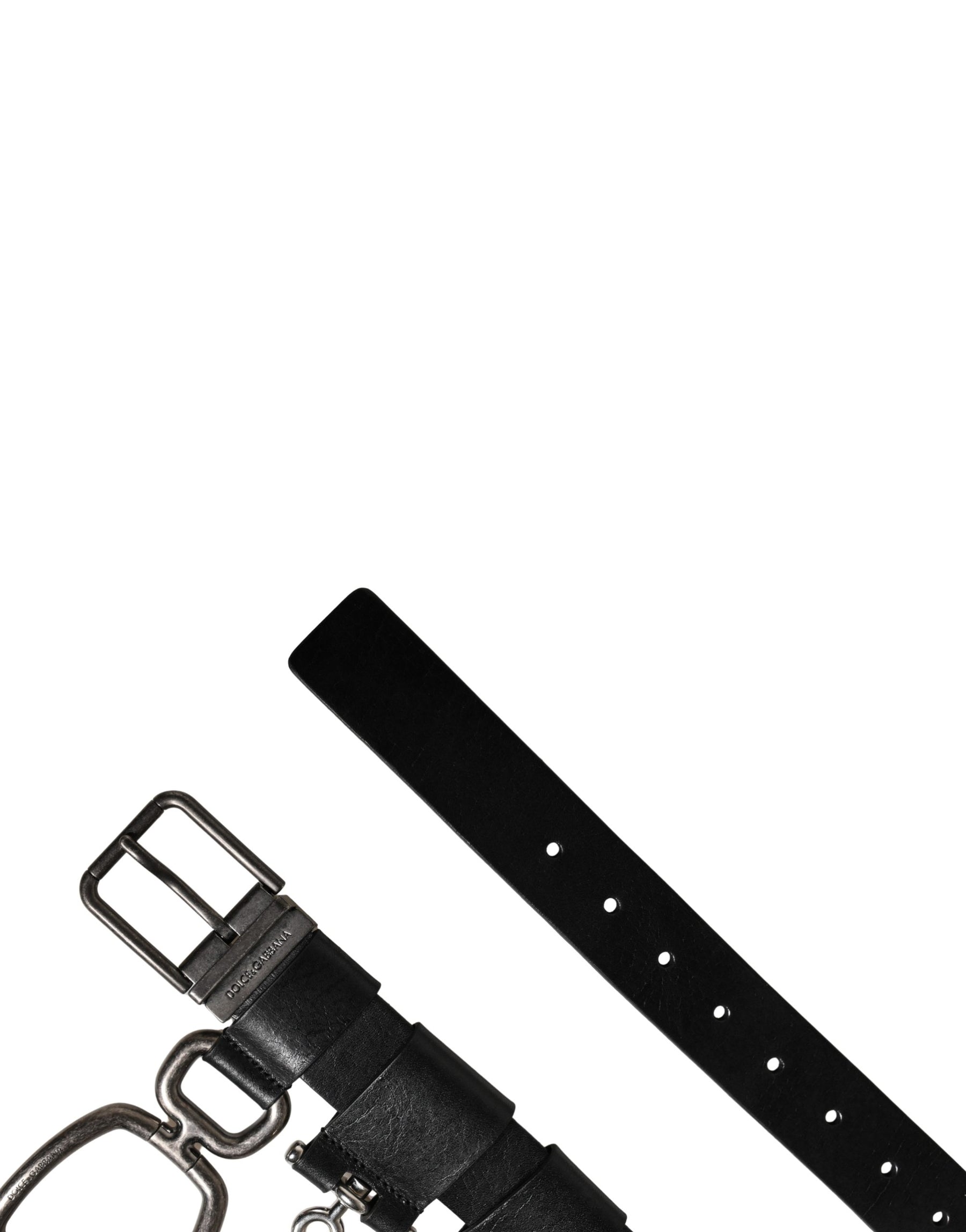 Dolce & Gabbana Black Calf Leather Silver Metal Buckle Belt | Regal Royce