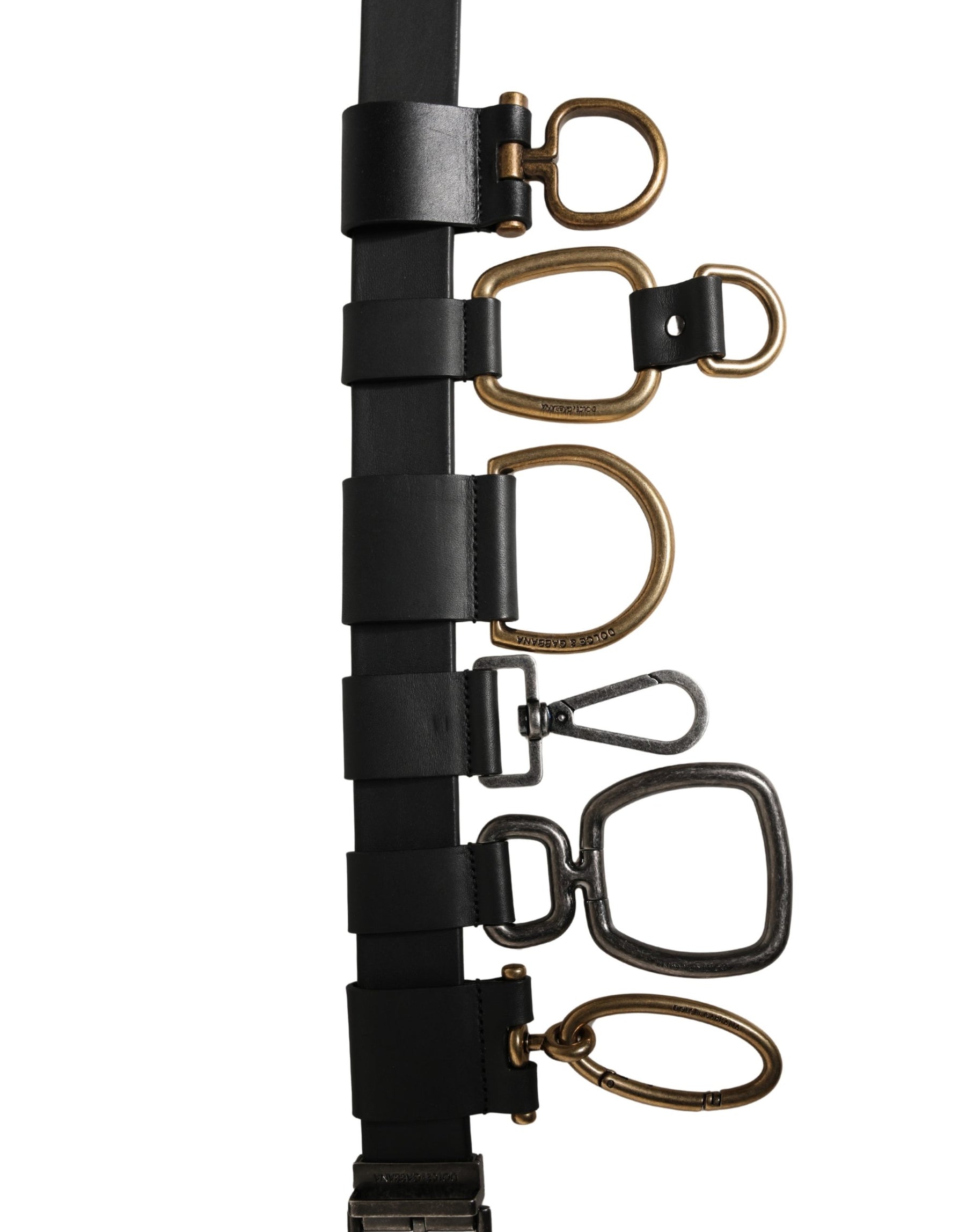 Dolce & Gabbana Men Black Classic Leather Metal Buckle Belt | Regal Royce