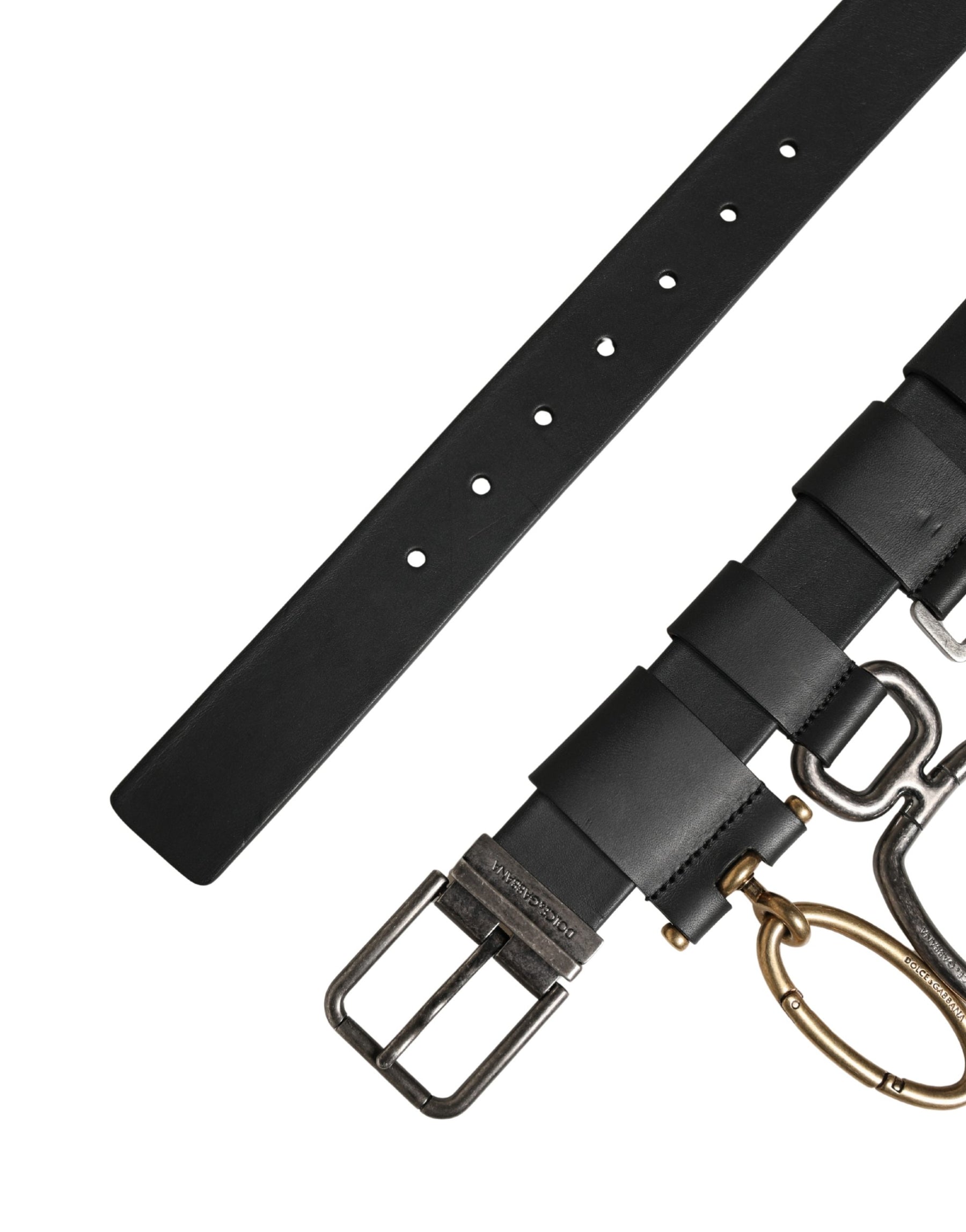 Dolce & Gabbana Men Black Classic Leather Metal Buckle Belt | Regal Royce