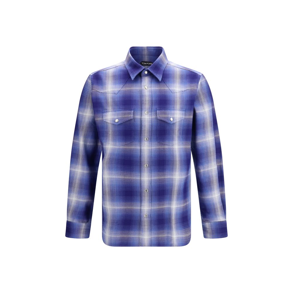 Tom Ford Blue Cotton Pattern Shirt | Regal Royce
