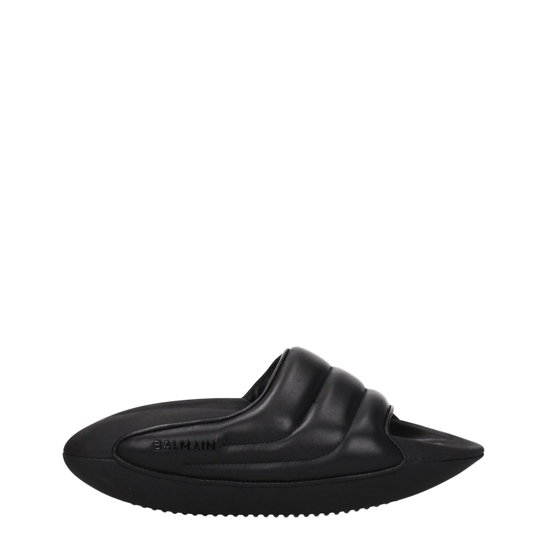 Balmain Black Leather Slippers | Regal Royce