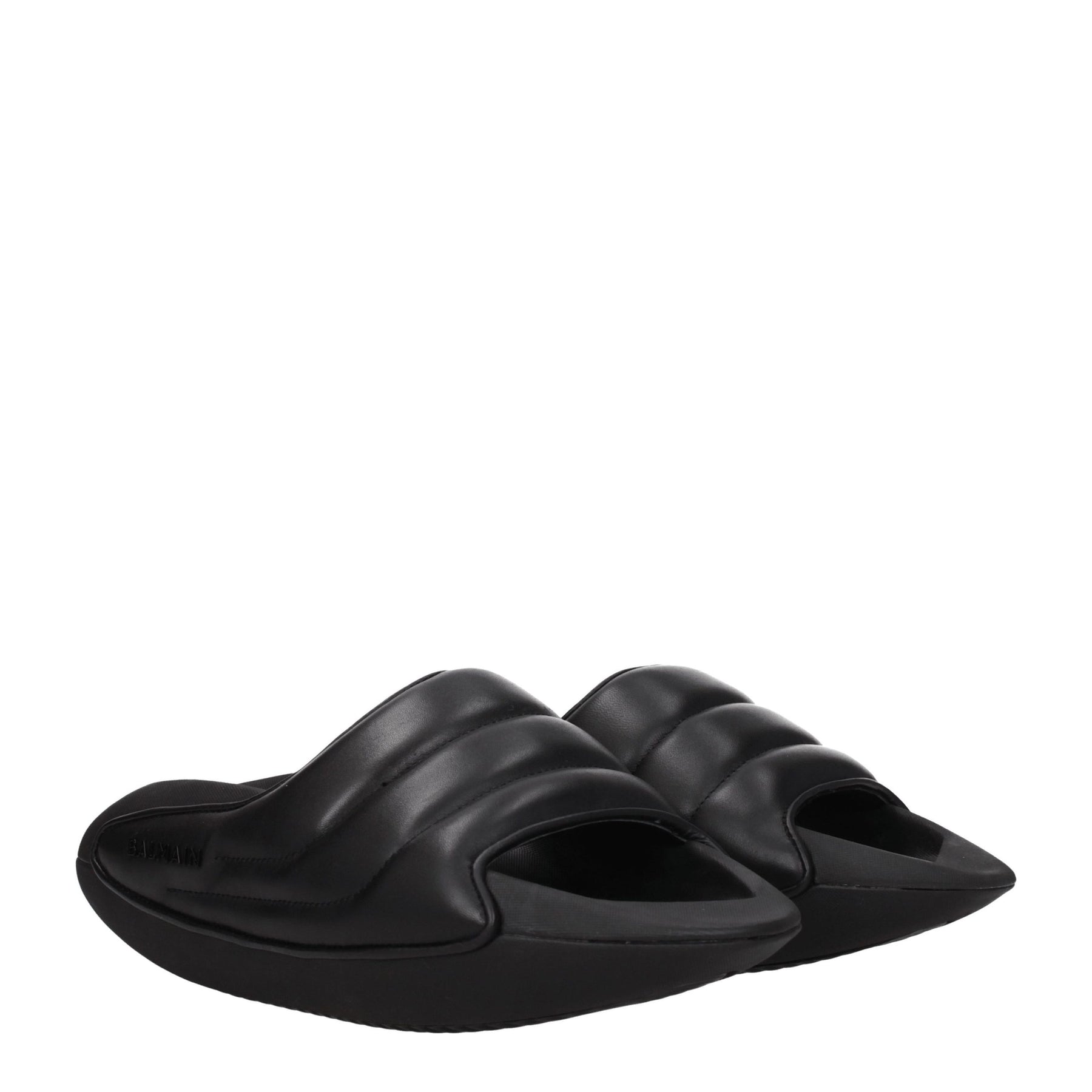 Balmain Black Leather Slippers | Regal Royce