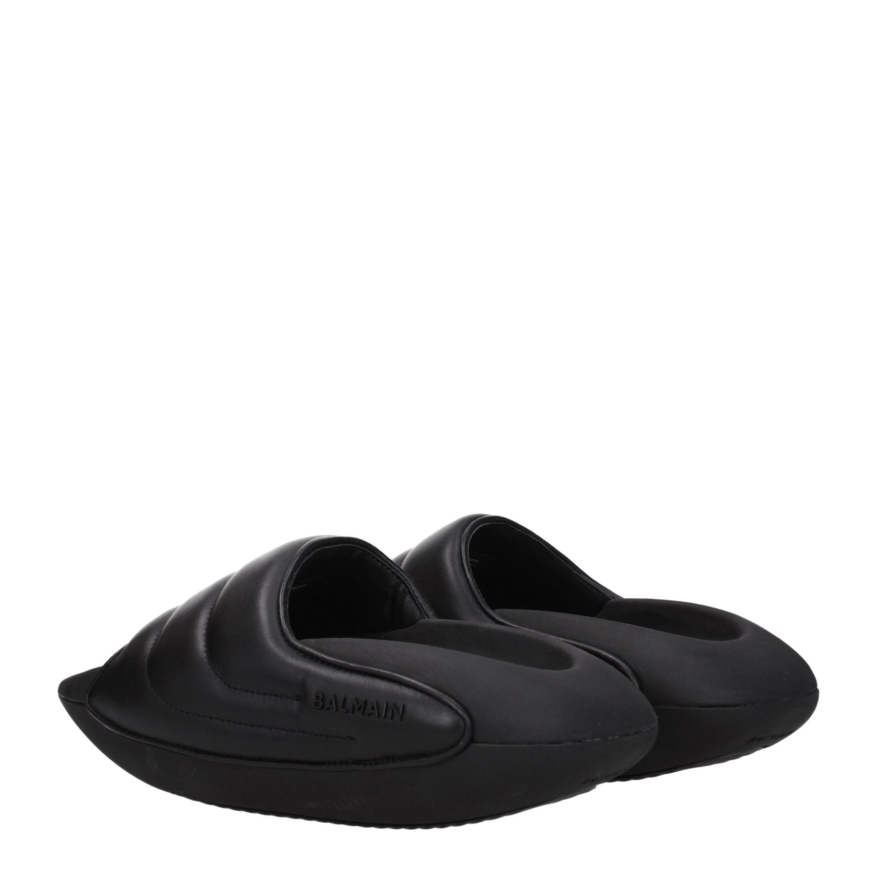 Balmain Black Leather Slippers | Regal Royce
