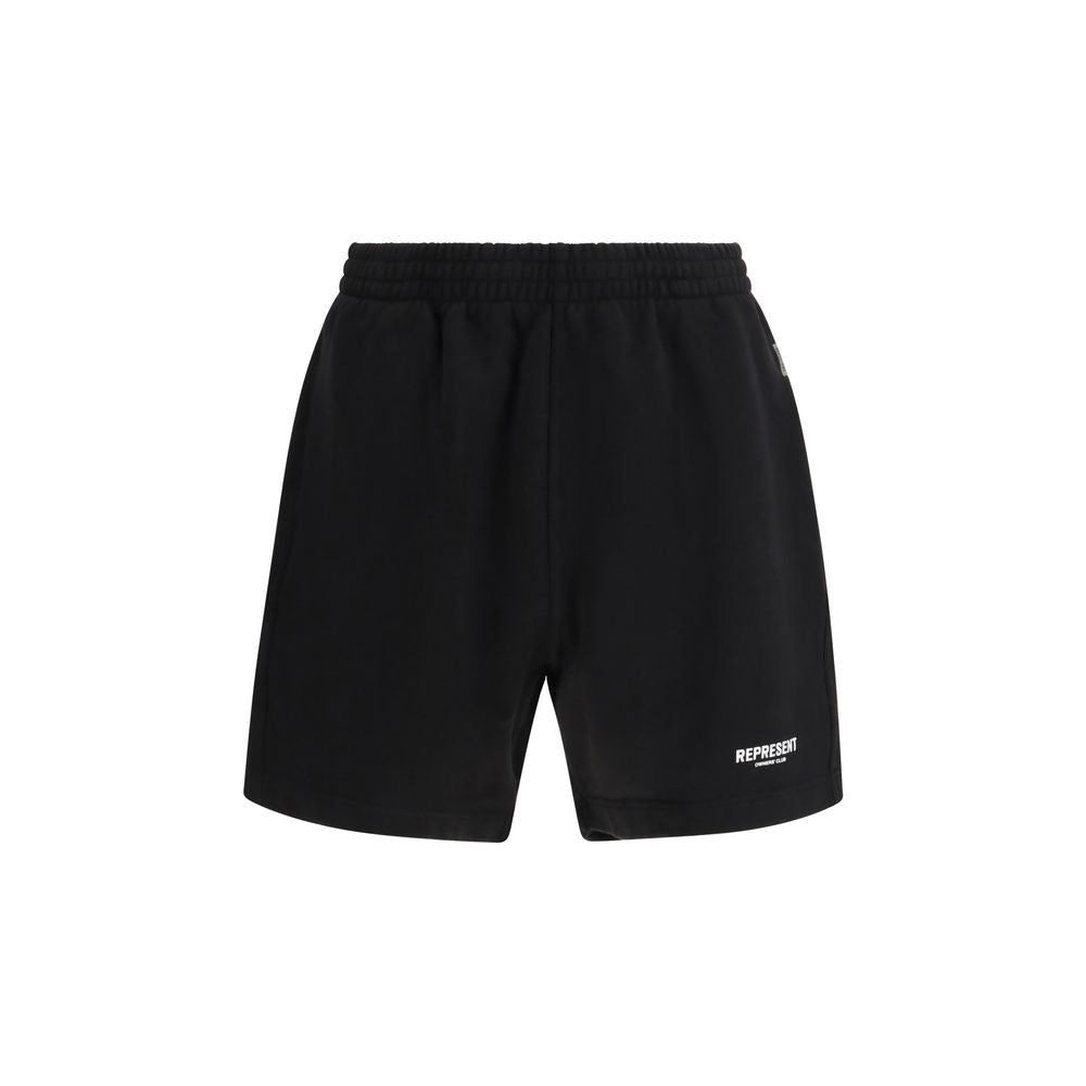 Represent Black Cotton Bermuda Shorts | Regal Royce