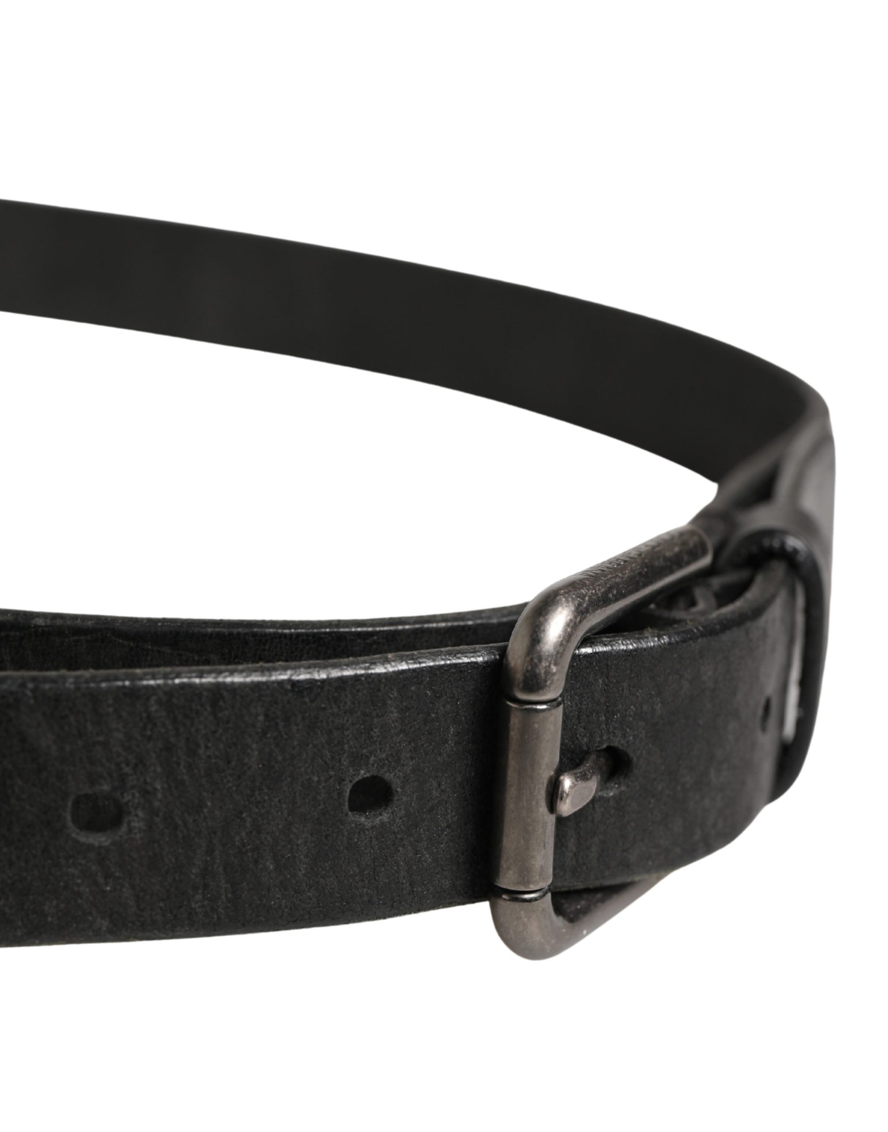 Dolce & Gabbana Men Black Calfskin Leather Metal Buckle Belt | Regal Royce