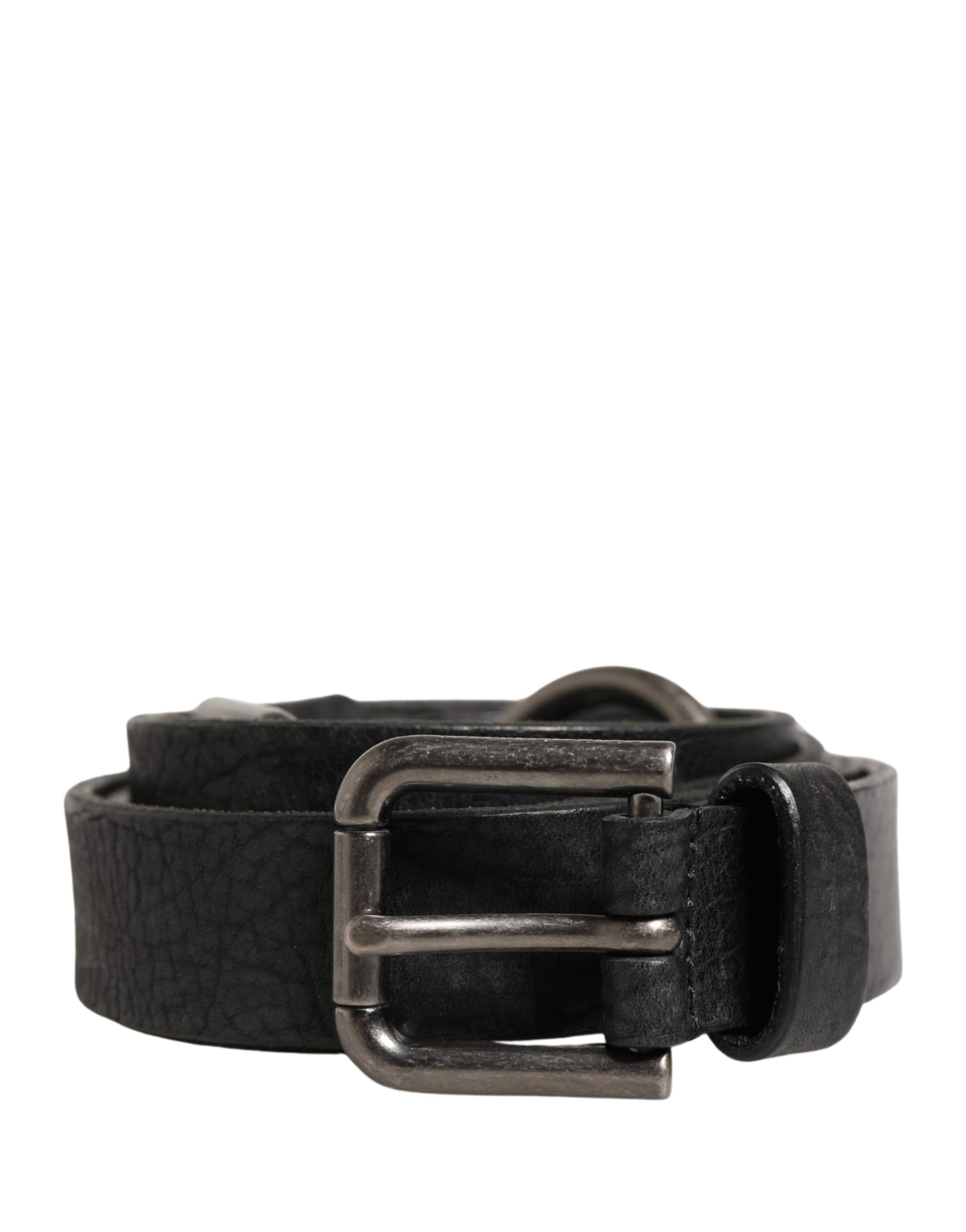 Dolce & Gabbana Men Black Calfskin Leather Metal Buckle Belt | Regal Royce