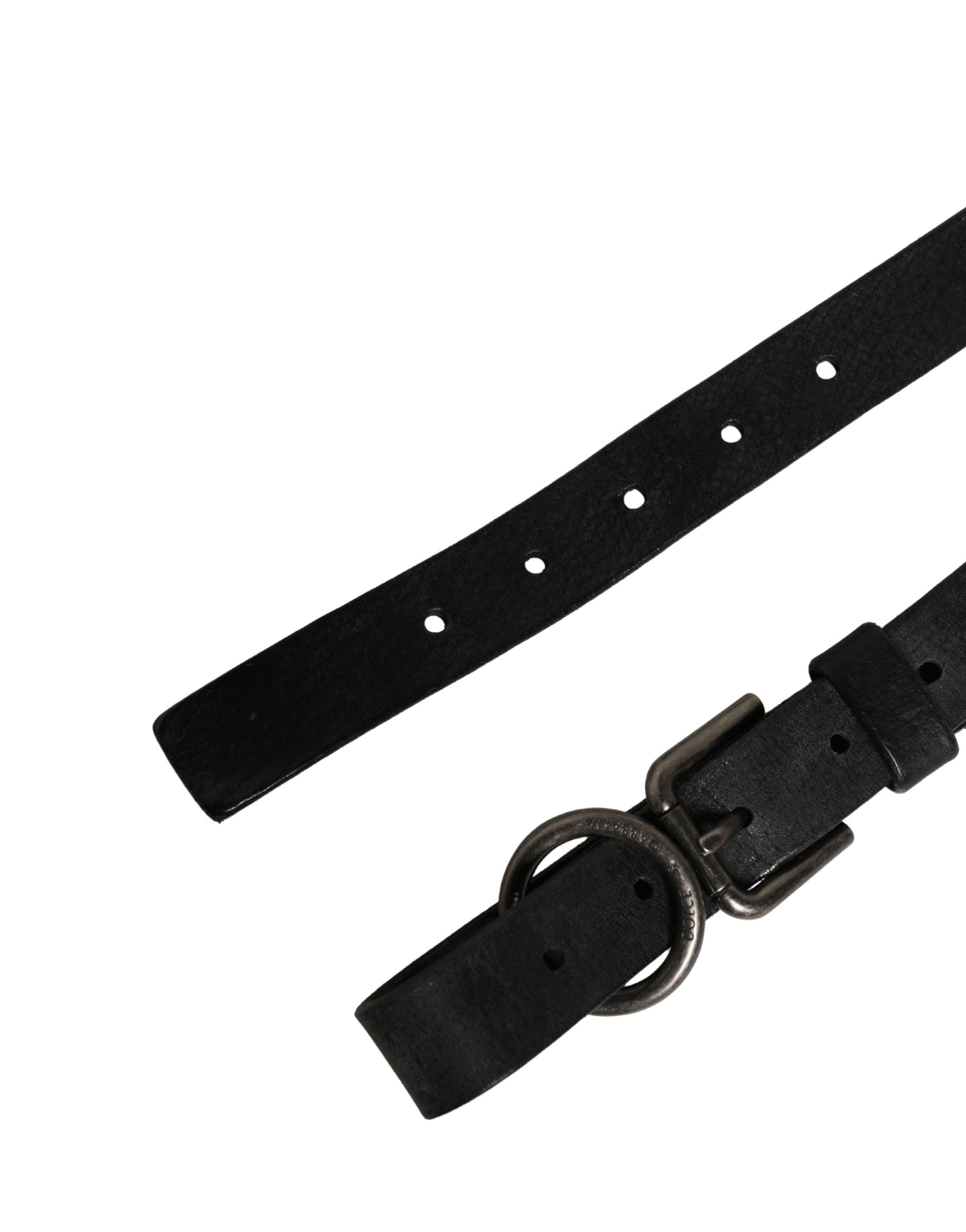 Dolce & Gabbana Men Black Calfskin Leather Metal Buckle Belt | Regal Royce