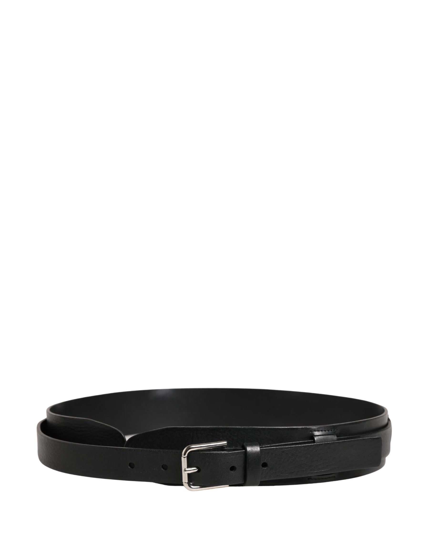 Dolce & Gabbana Men Black Classic Leather Metal Buckle Belt | Regal Royce
