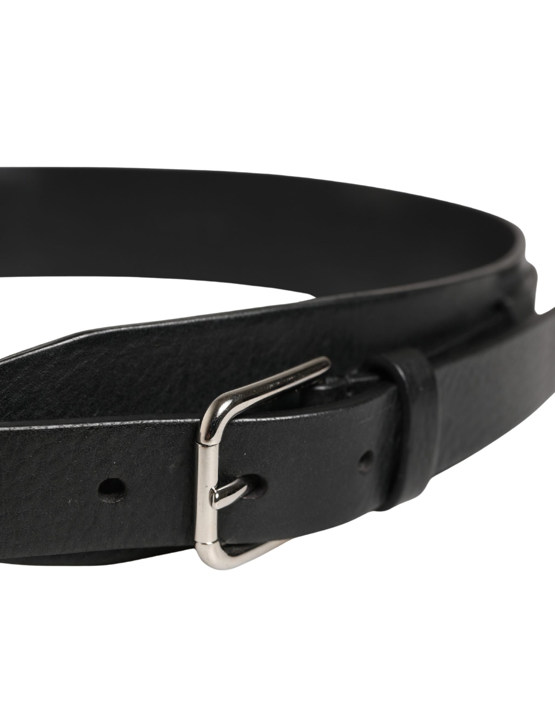 Dolce & Gabbana Men Black Classic Leather Metal Buckle Belt | Regal Royce