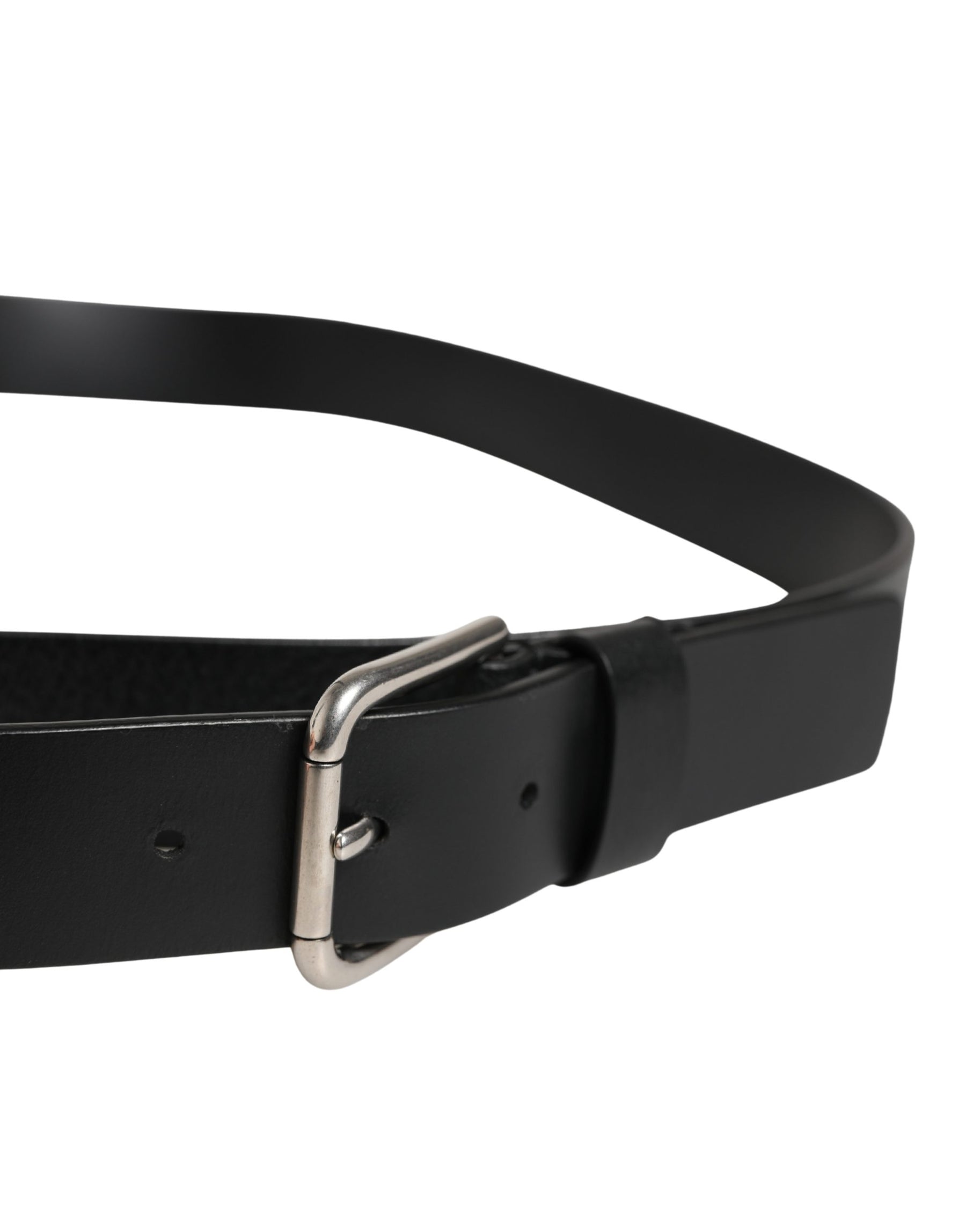 Dolce & Gabbana Black Double Strap Leather Silver Buckle Belt | Regal Royce