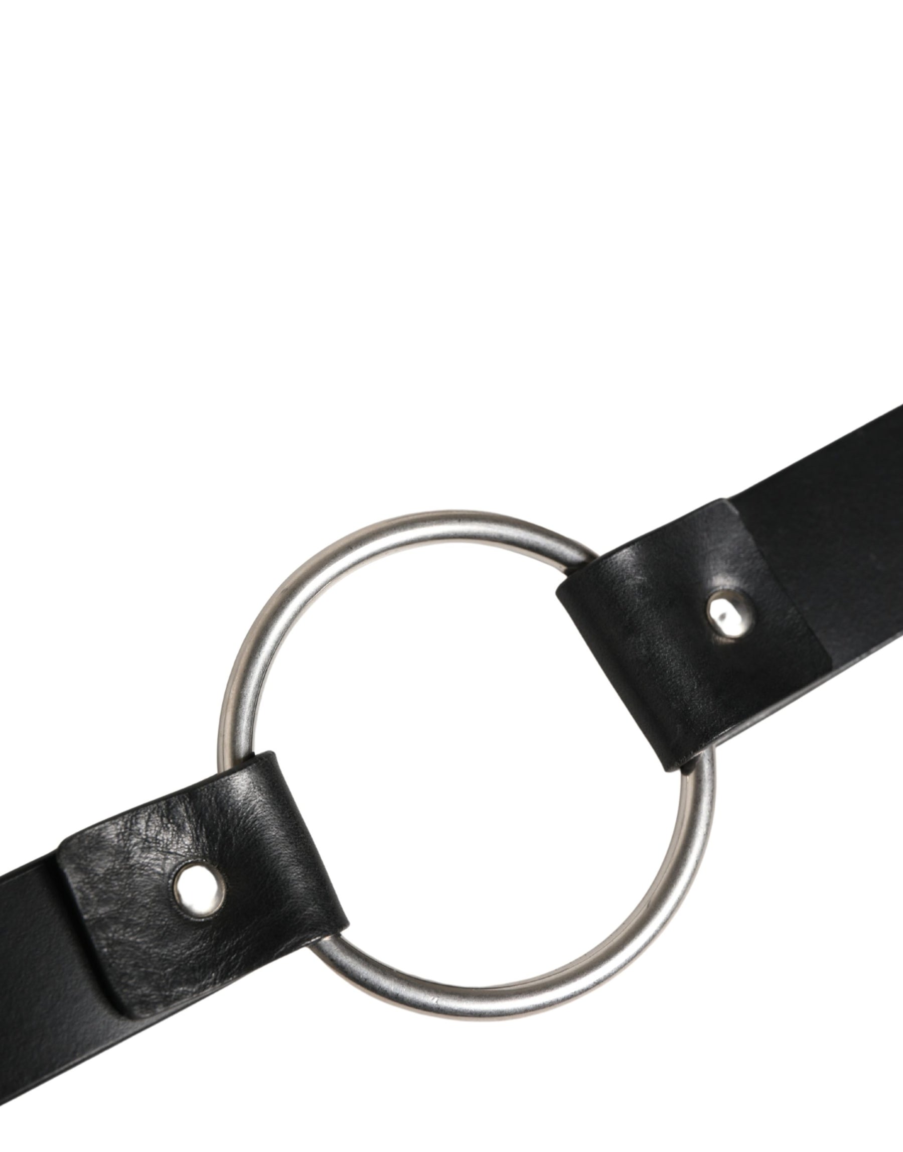 Dolce & Gabbana Black Double Strap Leather Silver Buckle Belt | Regal Royce