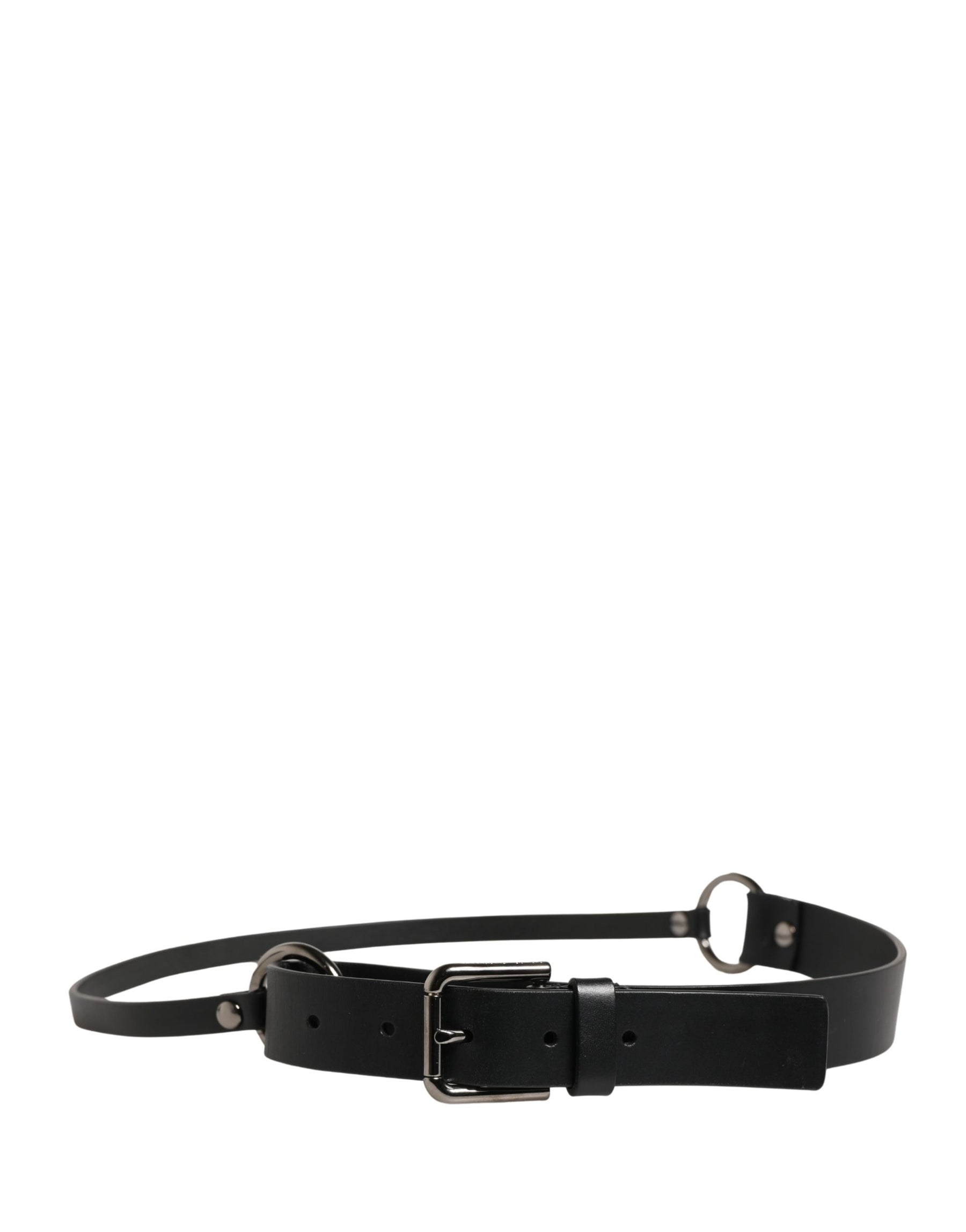 Dolce & Gabbana Men Black Calfskin Leather Metal Buckle Belt | Regal Royce