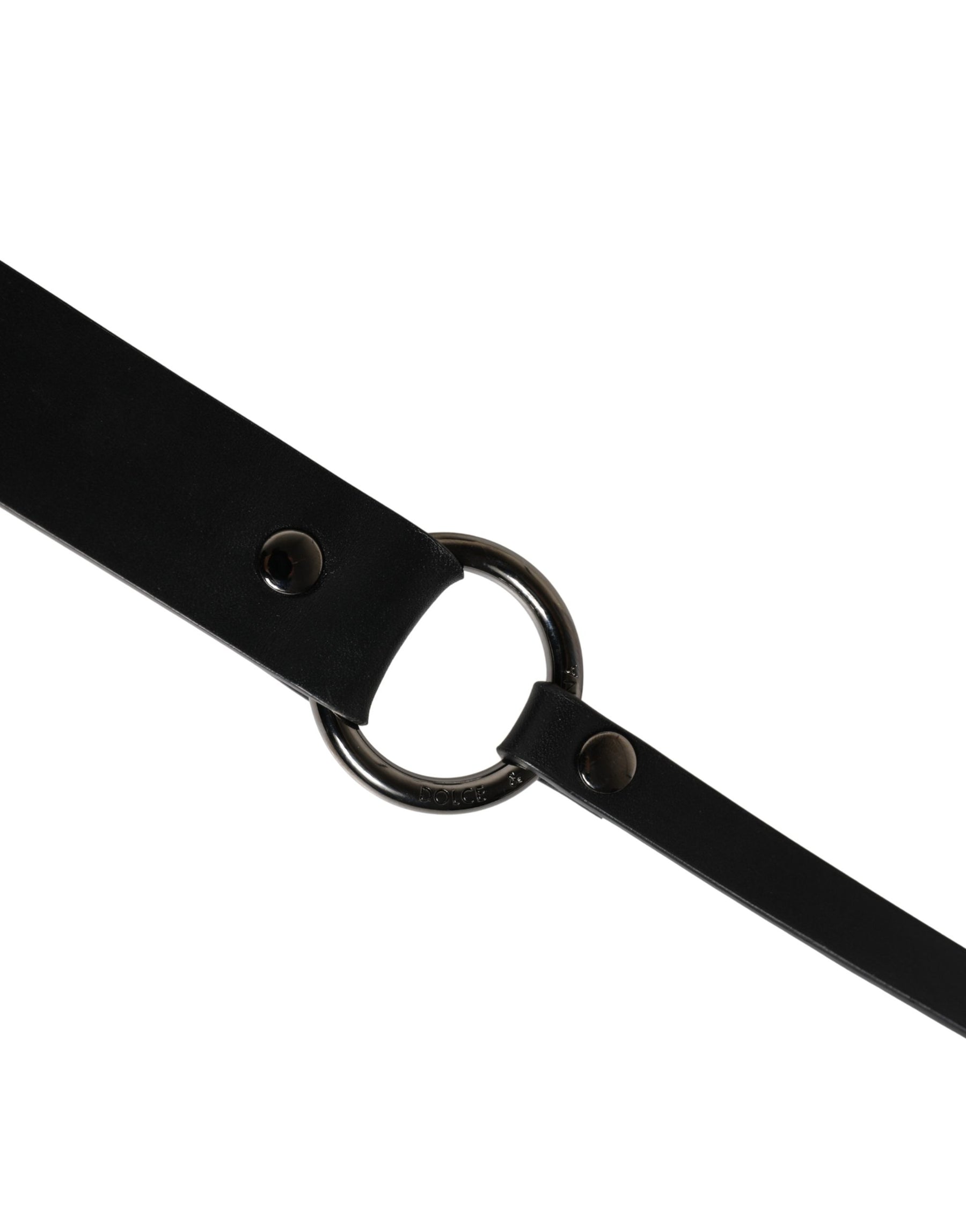 Dolce & Gabbana Men Black Calfskin Leather Metal Buckle Belt | Regal Royce