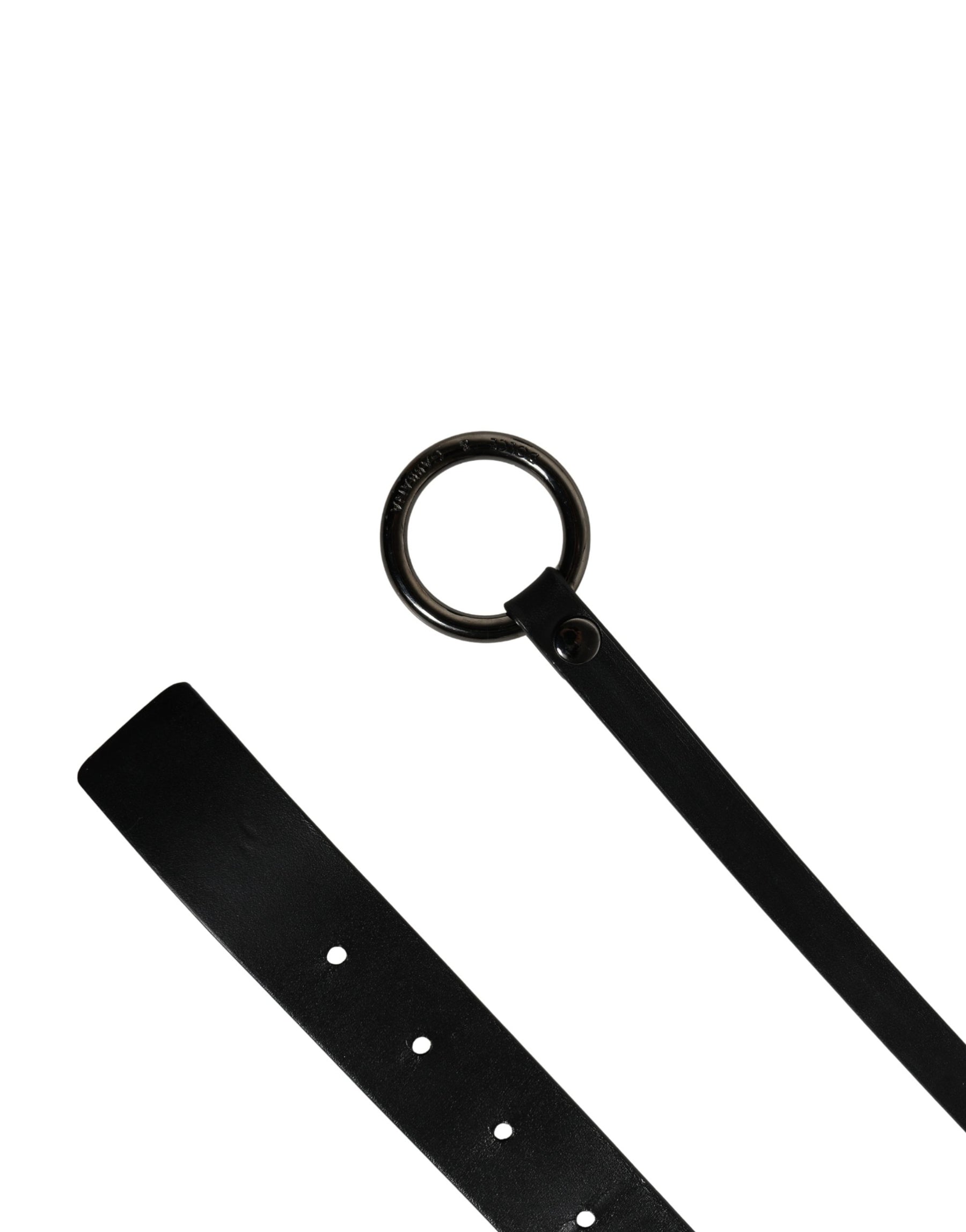 Dolce & Gabbana Men Black Calfskin Leather Metal Buckle Belt | Regal Royce