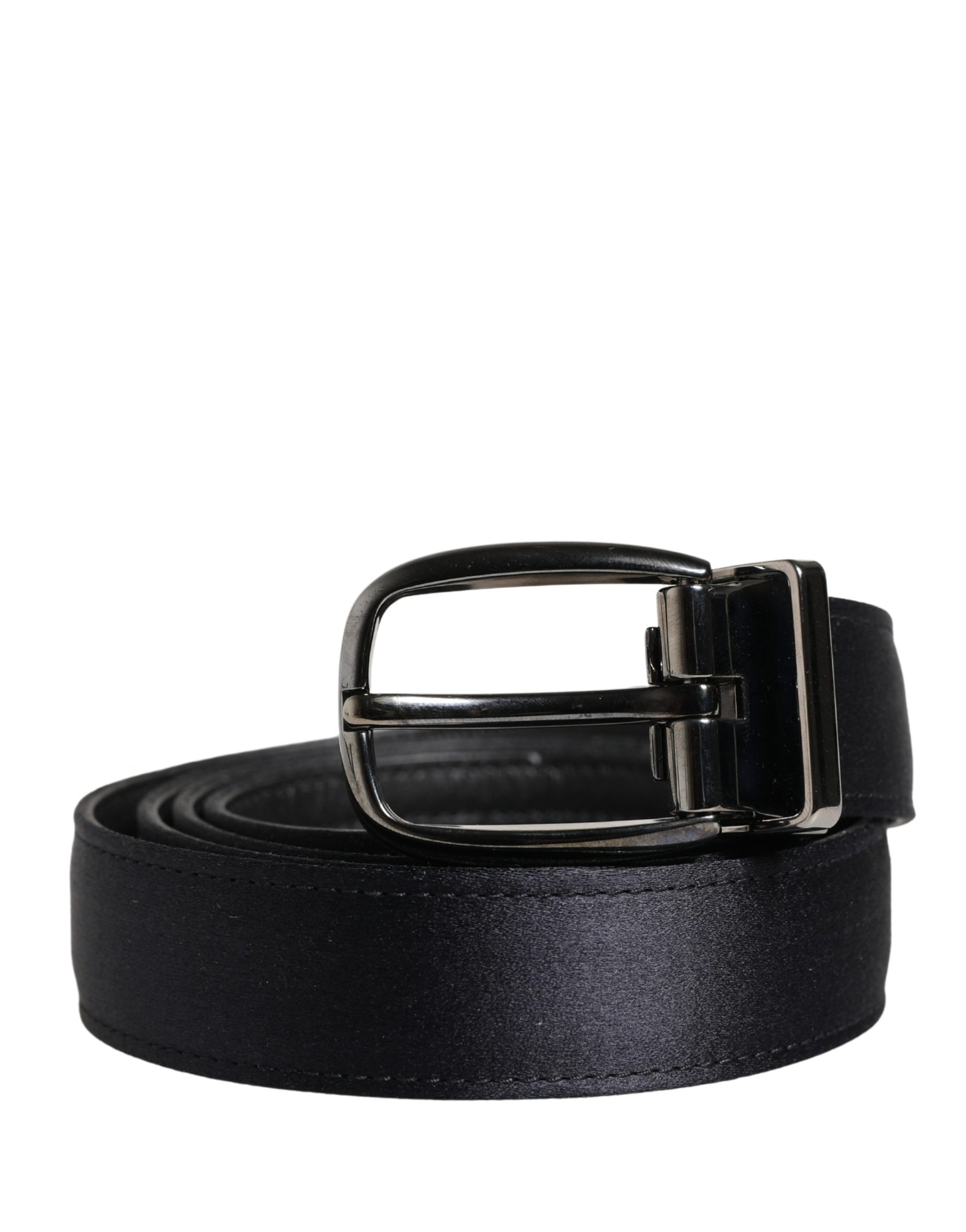 Dolce & Gabbana Men Black Classic Viscose Metal Buckle Belt | Regal Royce