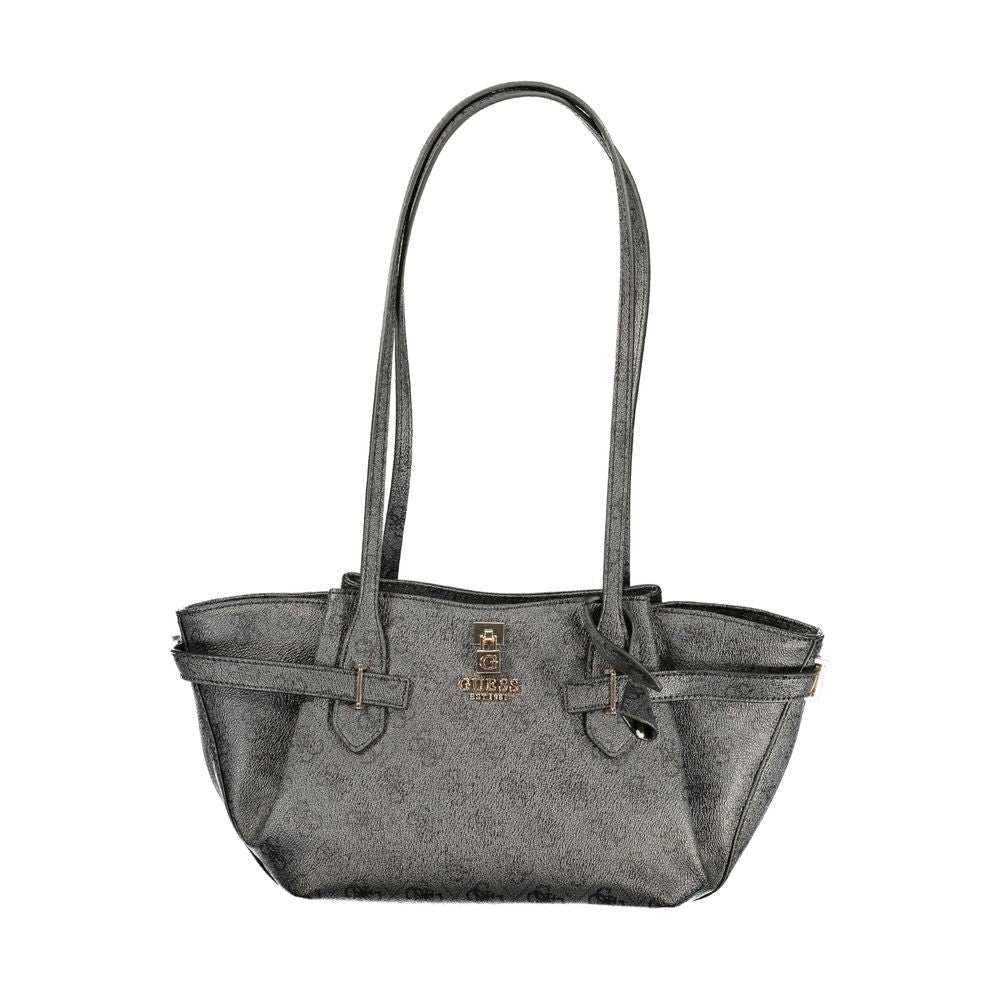 Guess Jeans Black Polyurethane Women's Handbag | Regal Royce