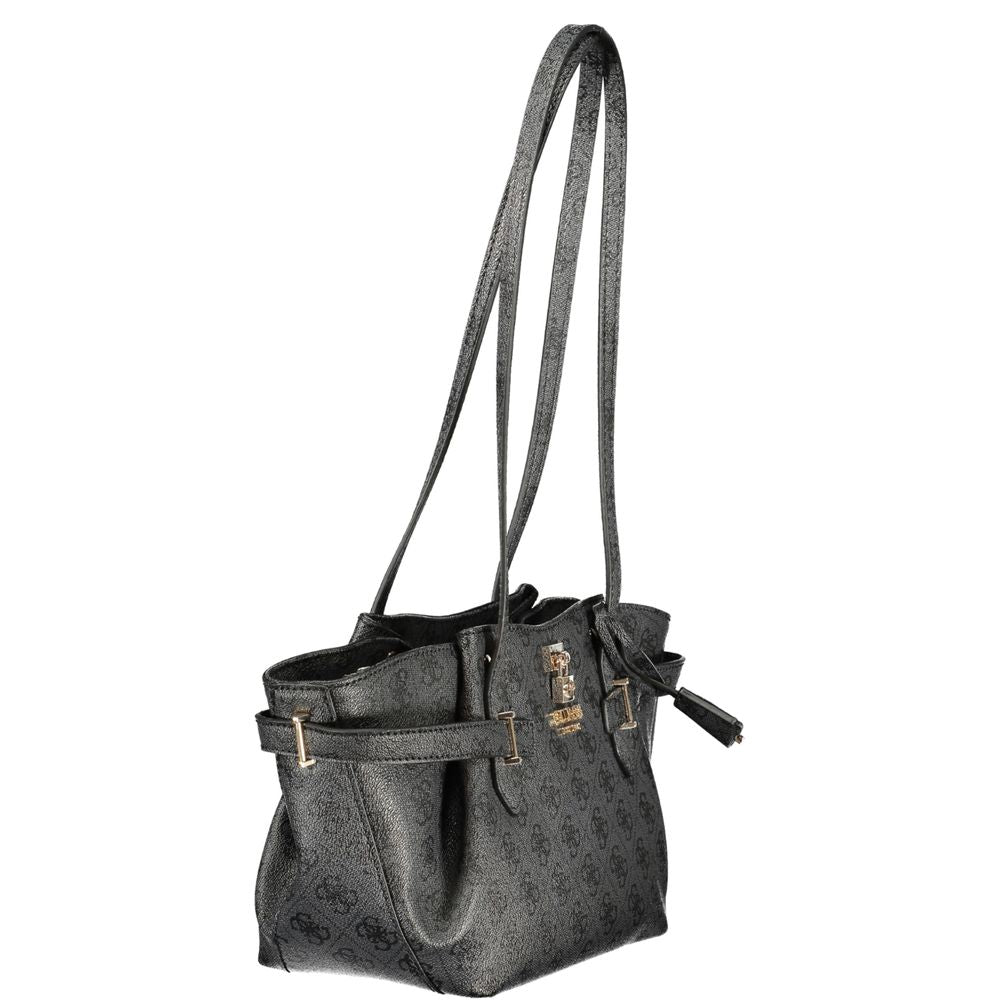 Guess Jeans Black Polyurethane Women's Handbag | Regal Royce