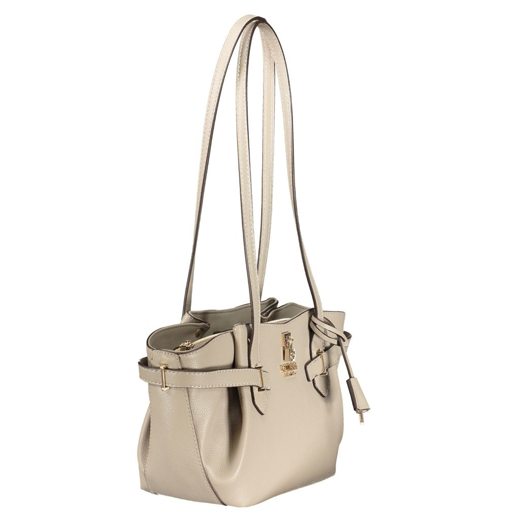 Guess Jeans Beige Polyurethane Women Handbag | Regal Royce