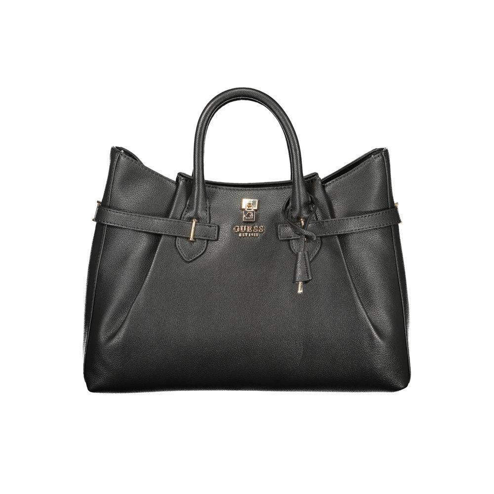 Guess Jeans Black Polyurethane Women Handbag | Regal Royce