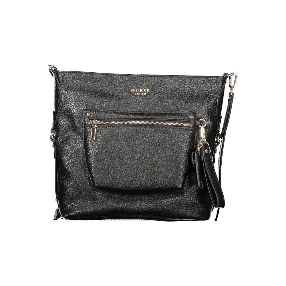 Guess Jeans Black Polyurethane Women's Handbag | Regal Royce